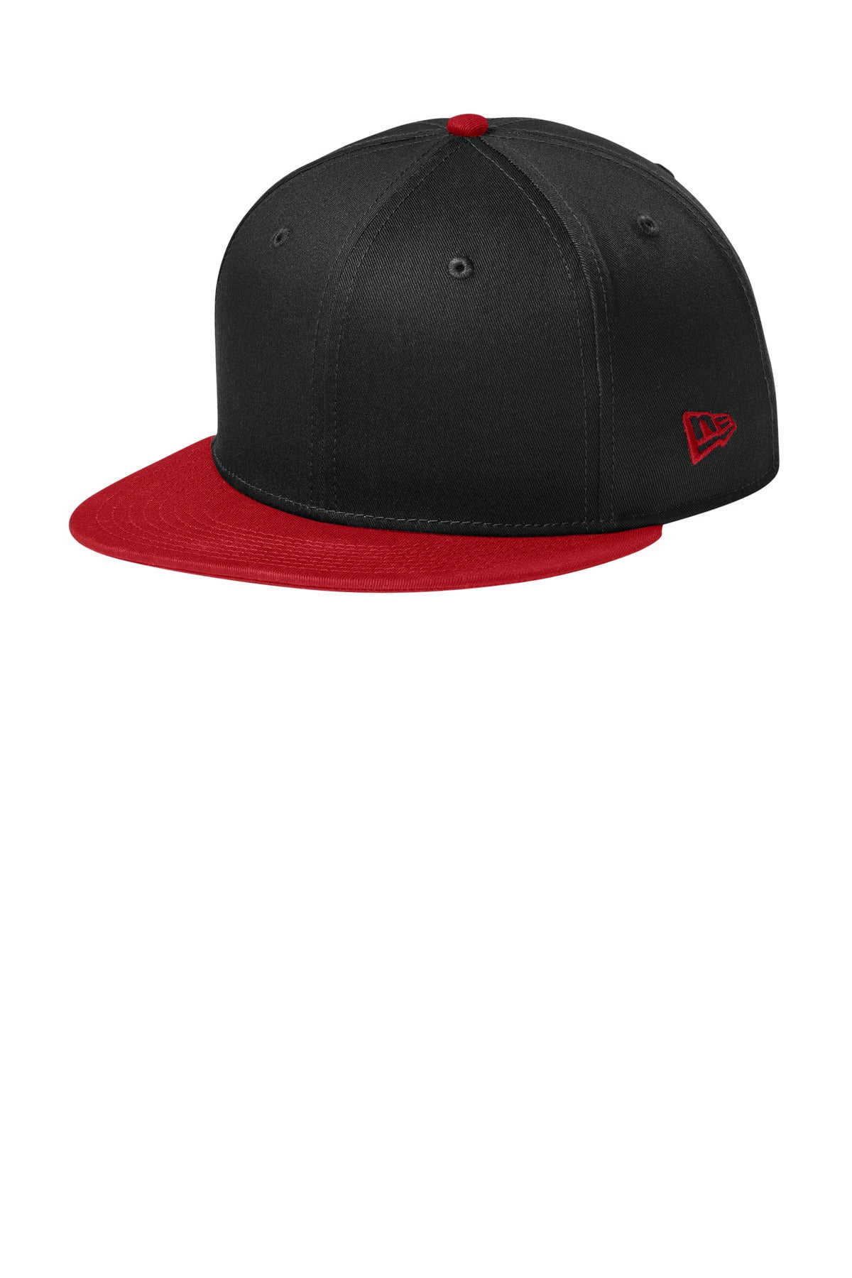 Custom Flag Black/ Scarlet Flat Bill Snapback Cap NE400, personalized by SanCanDo Swag in Argyle, TX