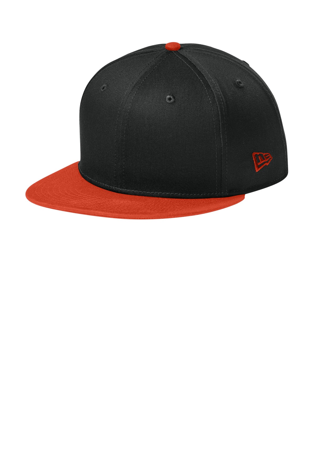 Custom Flag Black/ Team Orange Flat Bill Snapback Cap NE400, personalized by SanCanDo Swag in Argyle, TX