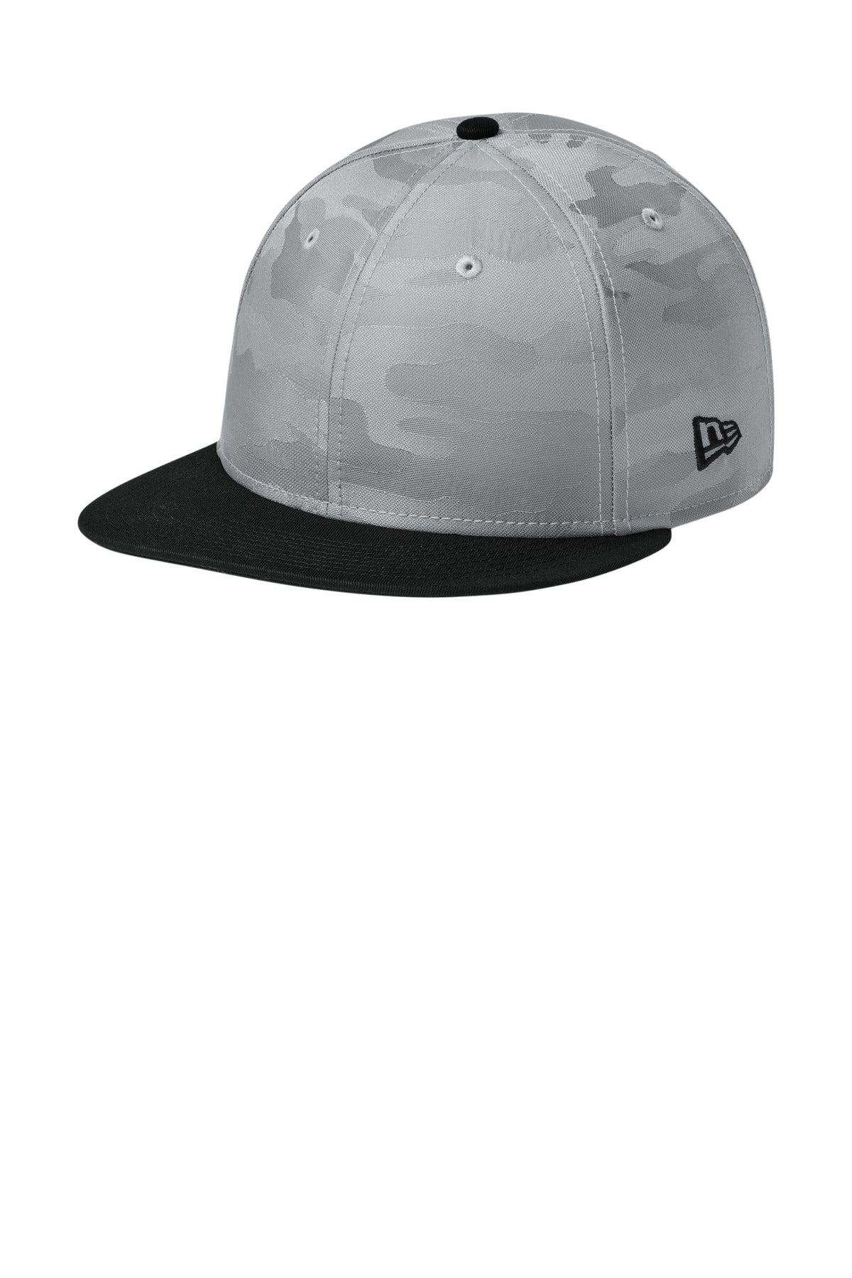 Custom Flag Black/ Rainstorm Grey Camo Camo Flat Bill Snapback Cap NE407, personalized by SanCanDo Swag in Argyle, TX