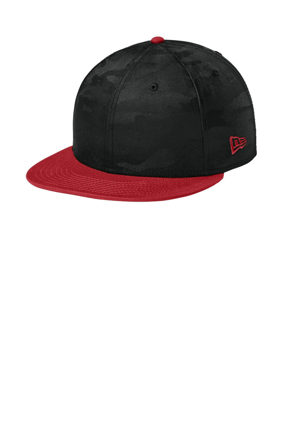 Custom Flag Scarlet/ Black Camo Camo Flat Bill Snapback Cap NE407, personalized by SanCanDo Swag in Argyle, TX