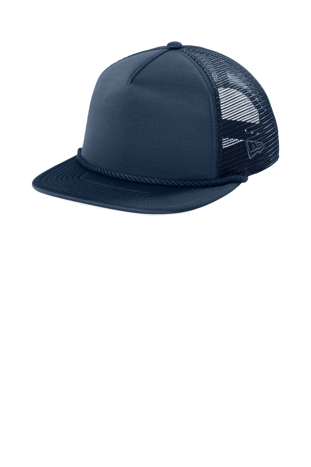 Custom Deep Navy Foam Rope Trucker Cap NE410, personalized by SanCanDo Swag in Argyle, TX