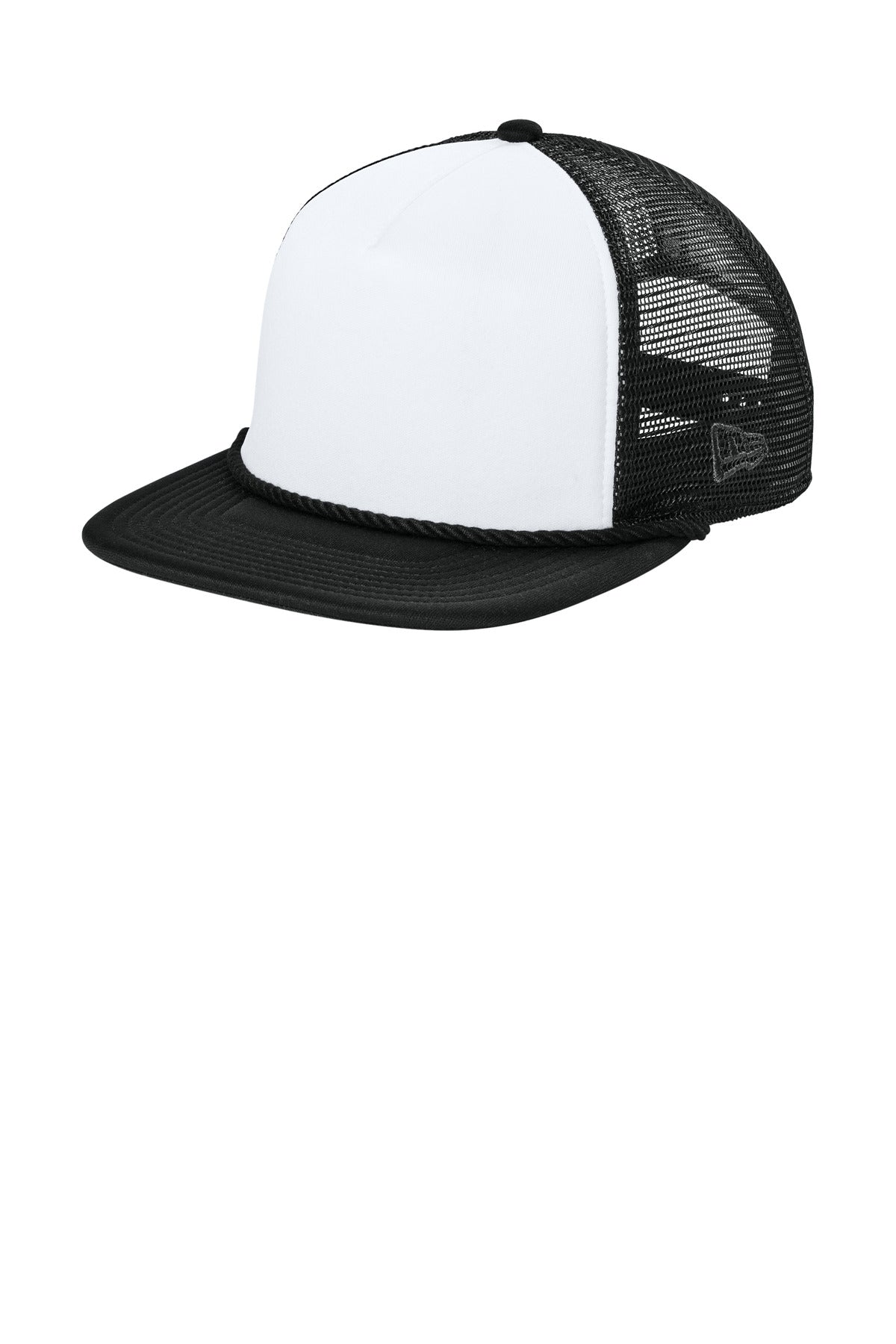Custom White/ Black/ Black Foam Rope Trucker Cap NE410, personalized by SanCanDo Swag in Argyle, TX