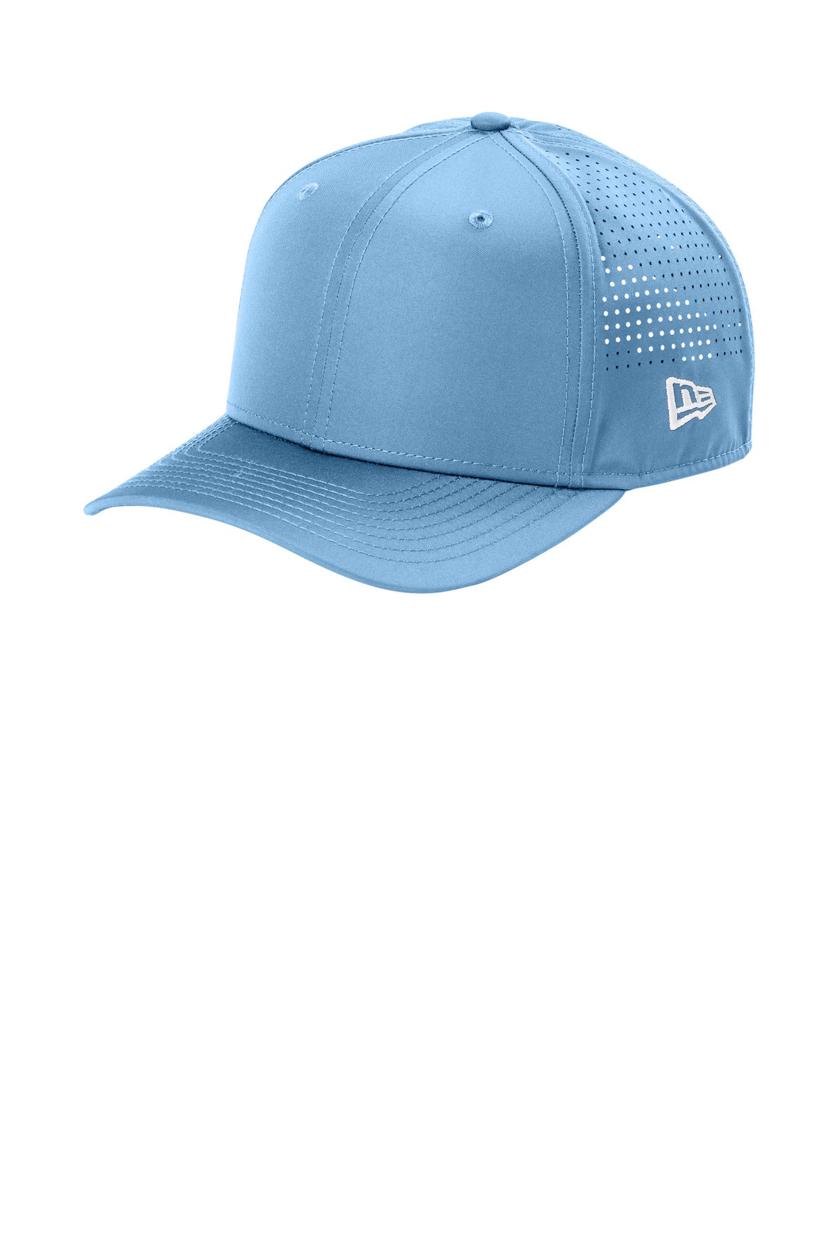 Custom Sky Blue 9SEVENTY Perforated Snapback Cap NE501, personalized by SanCanDo Swag in Argyle, TX