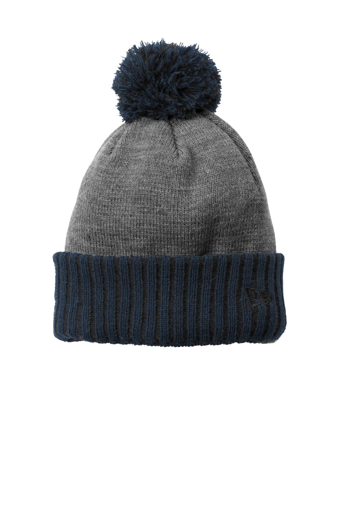 Custom Navy/ Heather Grey Colorblock Cuffed Beanie NE904, personalized by SanCanDo Swag in Argyle, TX