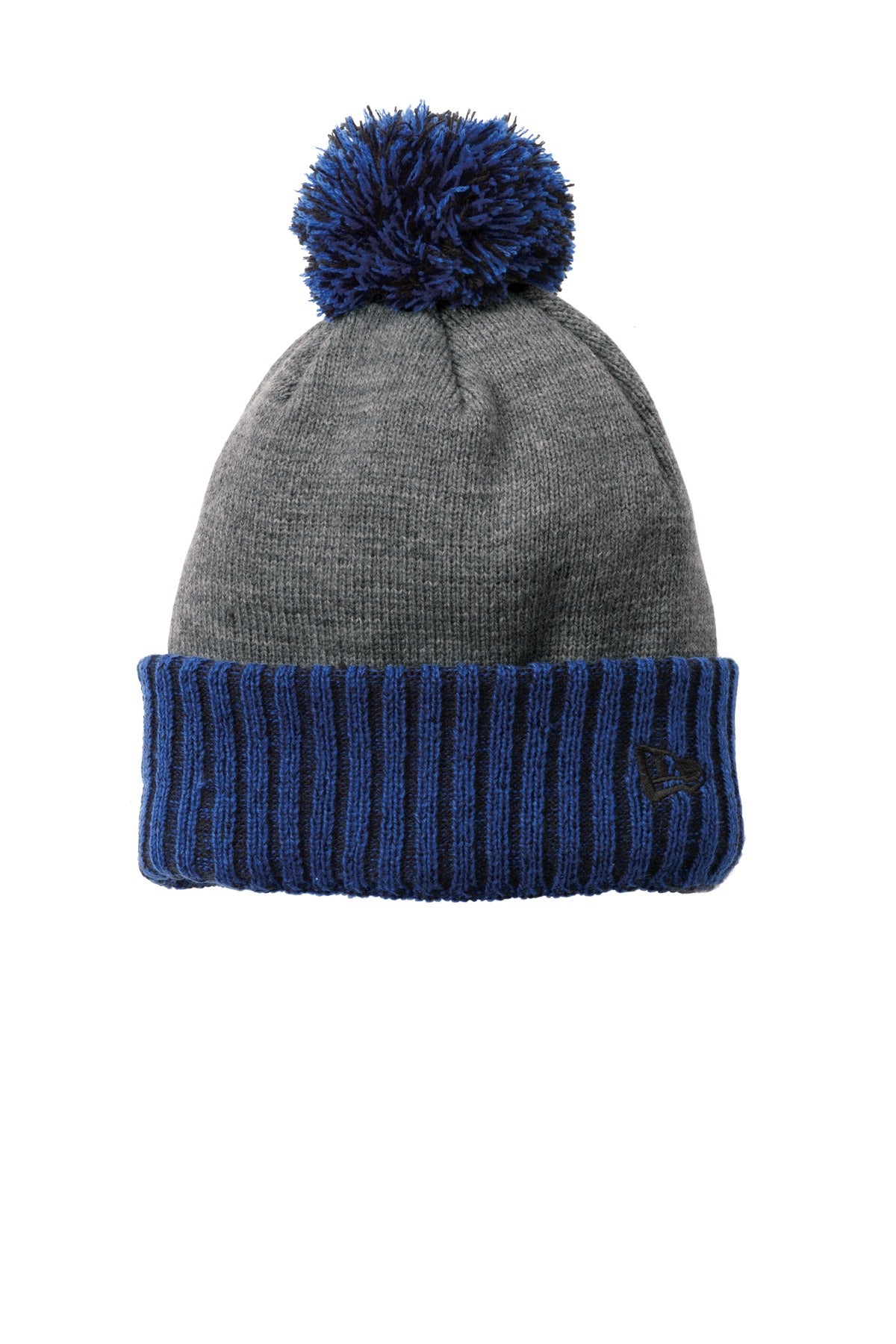 Custom Royal/ Heather Grey Colorblock Cuffed Beanie NE904, personalized by SanCanDo Swag in Argyle, TX