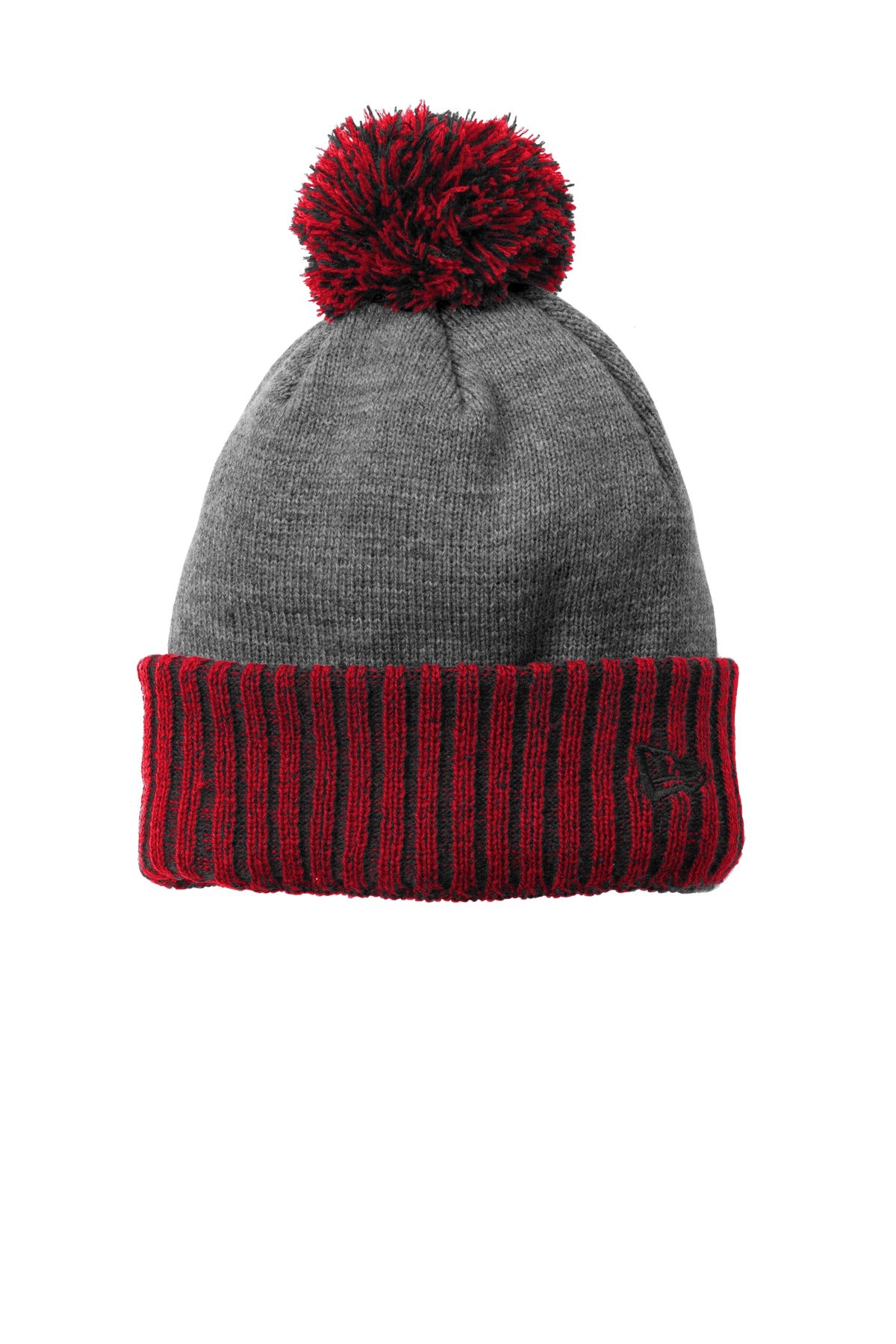Custom Scarlet/ Heather Grey Colorblock Cuffed Beanie NE904, personalized by SanCanDo Swag in Argyle, TX