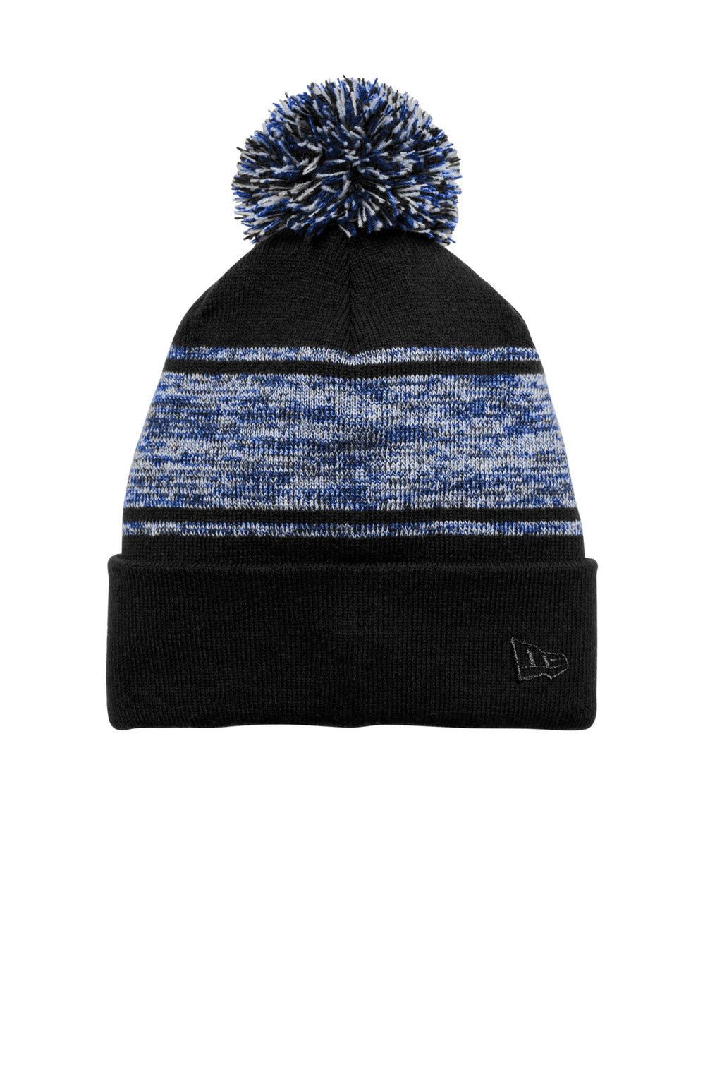 Custom Black/ Royal Knit Chilled Pom Beanie NE909, personalized by SanCanDo Swag in Argyle, TX