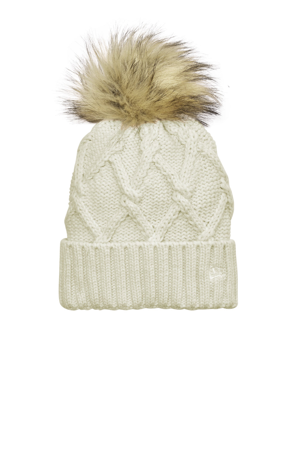 Custom Ivory Faux Fur Pom Beanie NE911, personalized by SanCanDo Swag in Argyle, TX