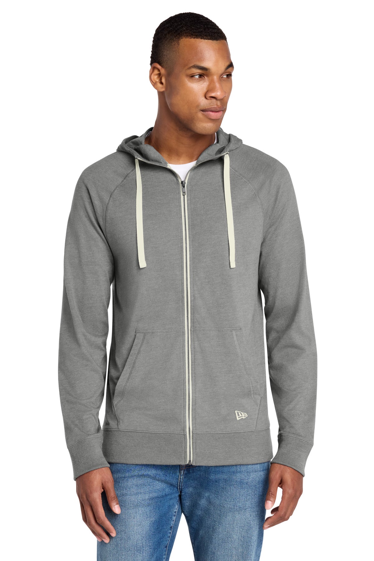 Custom Shadow Grey Heather Sueded Cotton Blend Full-Zip Hoodie NEA122, personalized by SanCanDo Swag in Argyle, TX