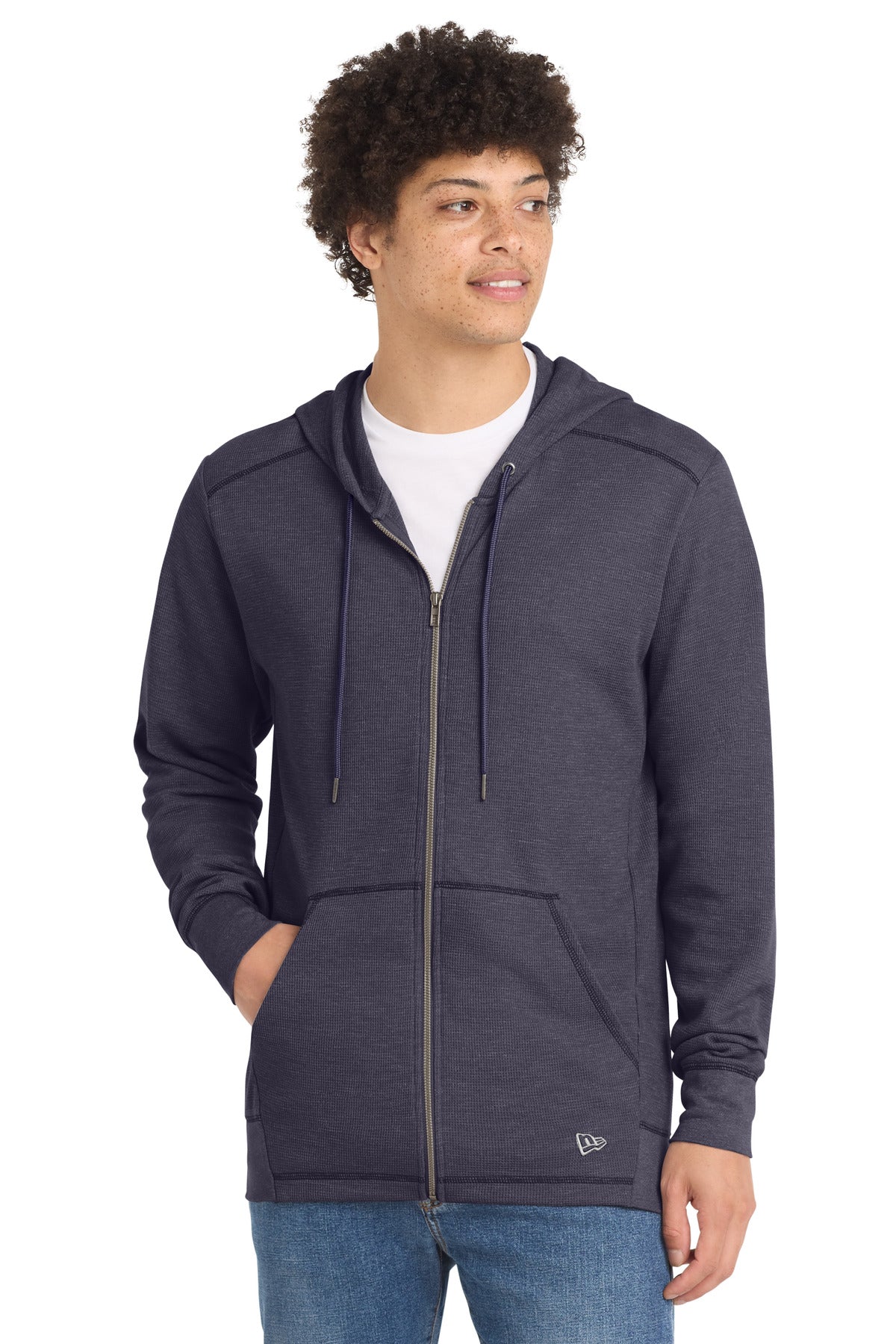 Custom True Navy Heather Thermal Full-Zip Hoodie NEA141, personalized by SanCanDo Swag in Argyle, TX