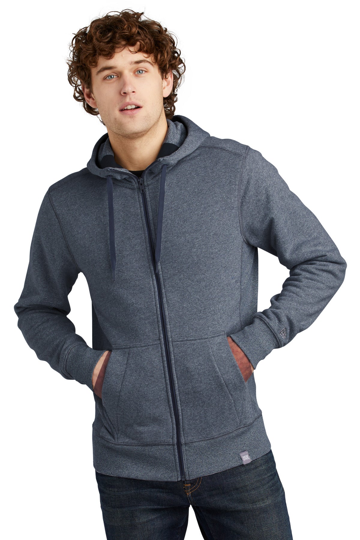 Custom True Navy Twist French Terry Full-Zip Hoodie NEA502, personalized by SanCanDo Swag in Argyle, TX