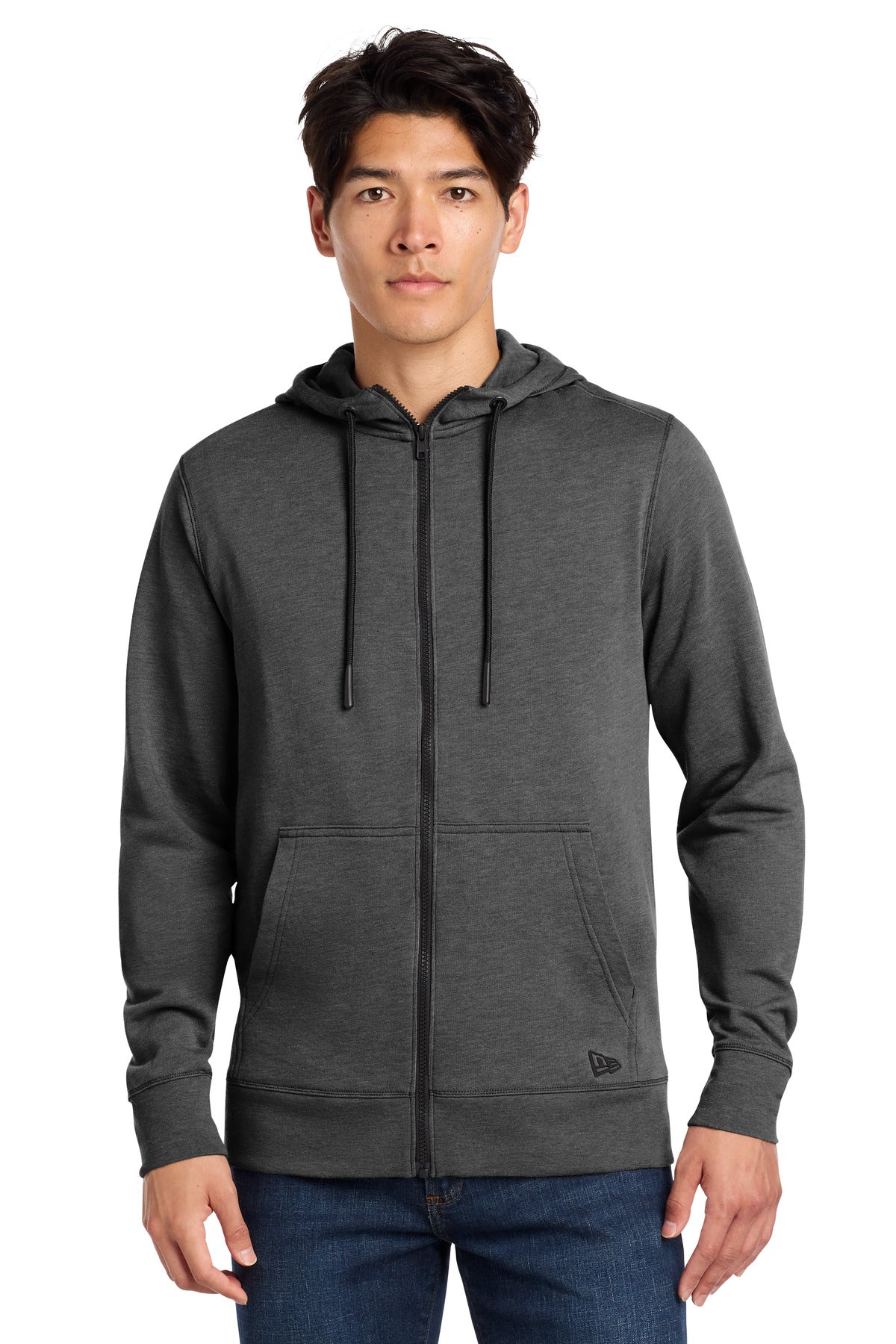 Custom Black Heather Tri-Blend Fleece Full-Zip Hoodie NEA511, personalized by SanCanDo Swag in Argyle, TX