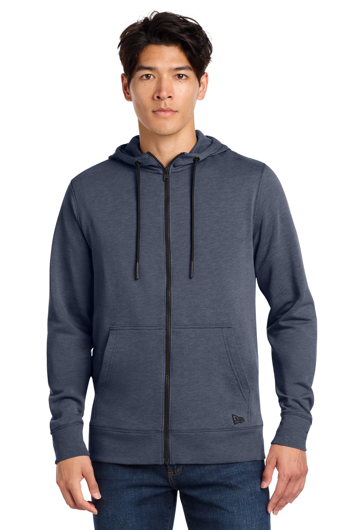 Custom True Navy Heather Tri-Blend Fleece Full-Zip Hoodie NEA511, personalized by SanCanDo Swag in Argyle, TX