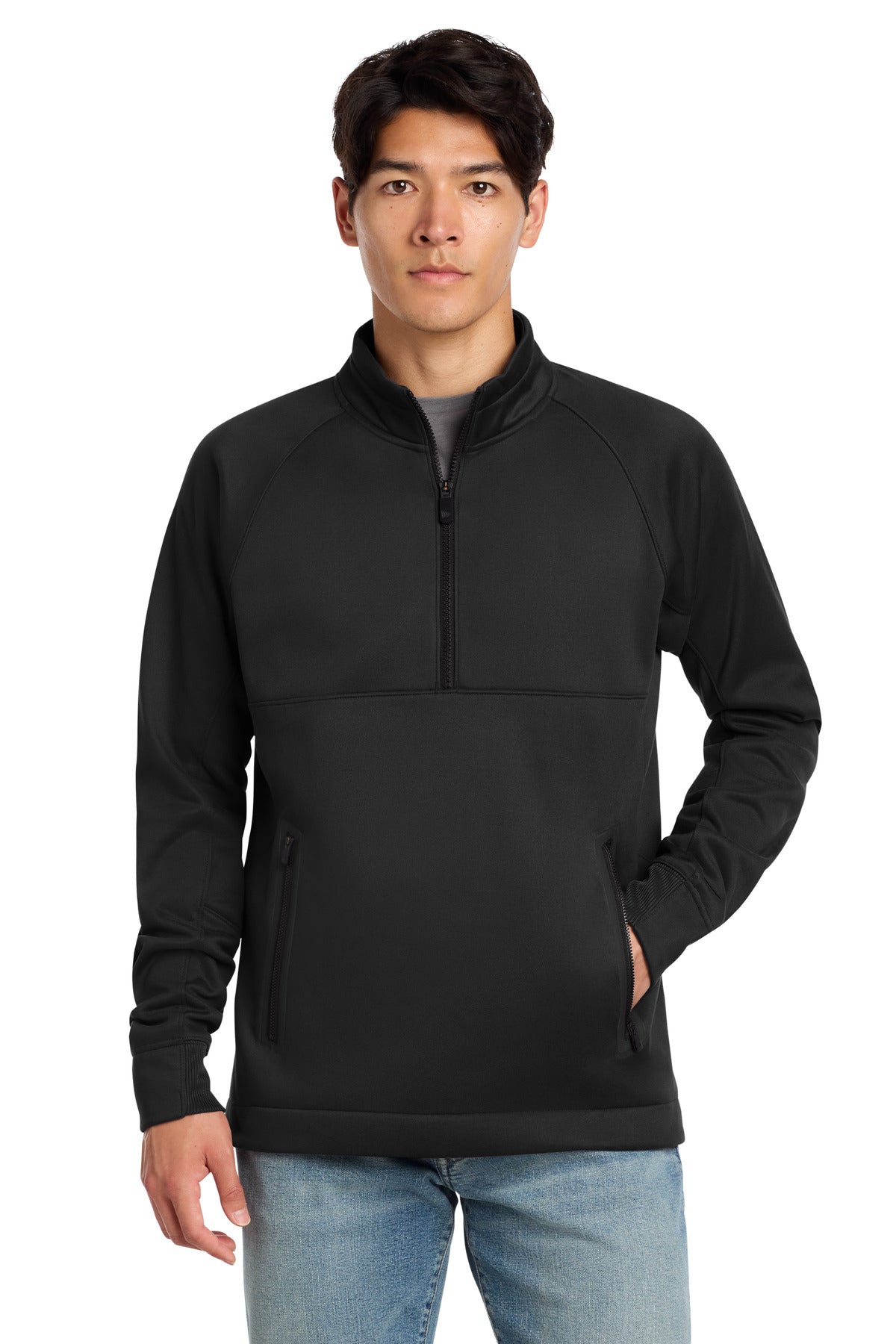 Custom Black Venue Fleece 1/4-Zip Pullover NEA523, personalized by SanCanDo Swag in Argyle, TX