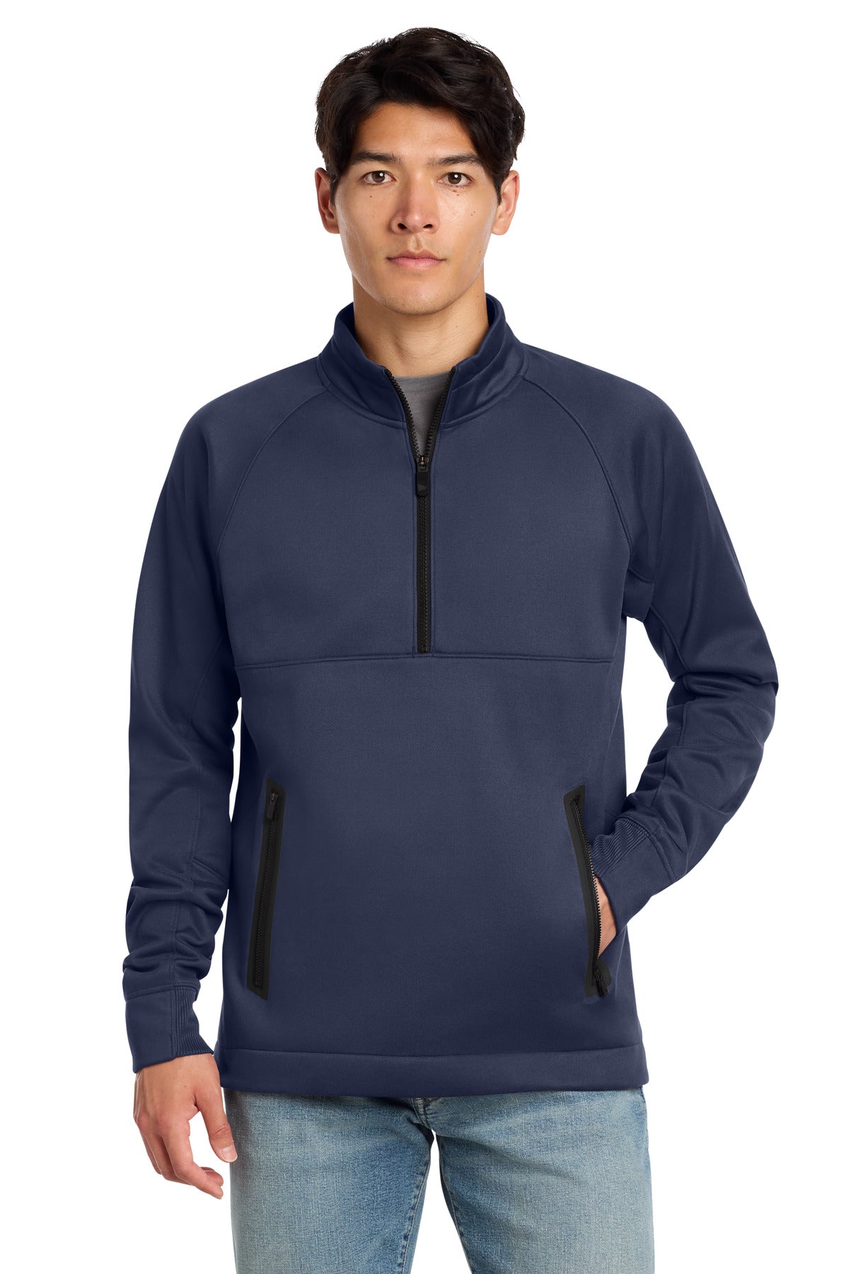 Custom True Navy Venue Fleece 1/4-Zip Pullover NEA523, personalized by SanCanDo Swag in Argyle, TX