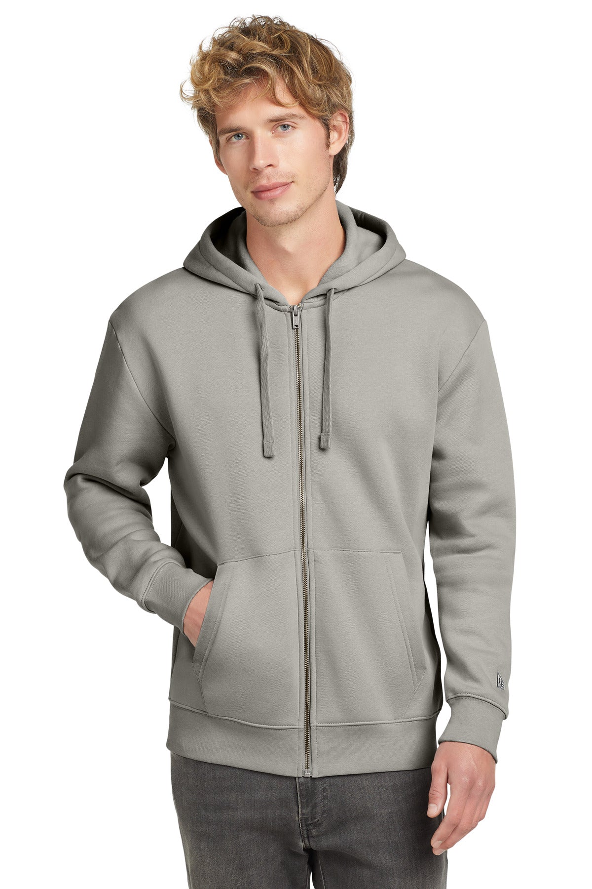 Custom Rainstorm Grey Heritage Fleece Full-Zip Hoodie NEA526, personalized by SanCanDo Swag in Argyle, TX