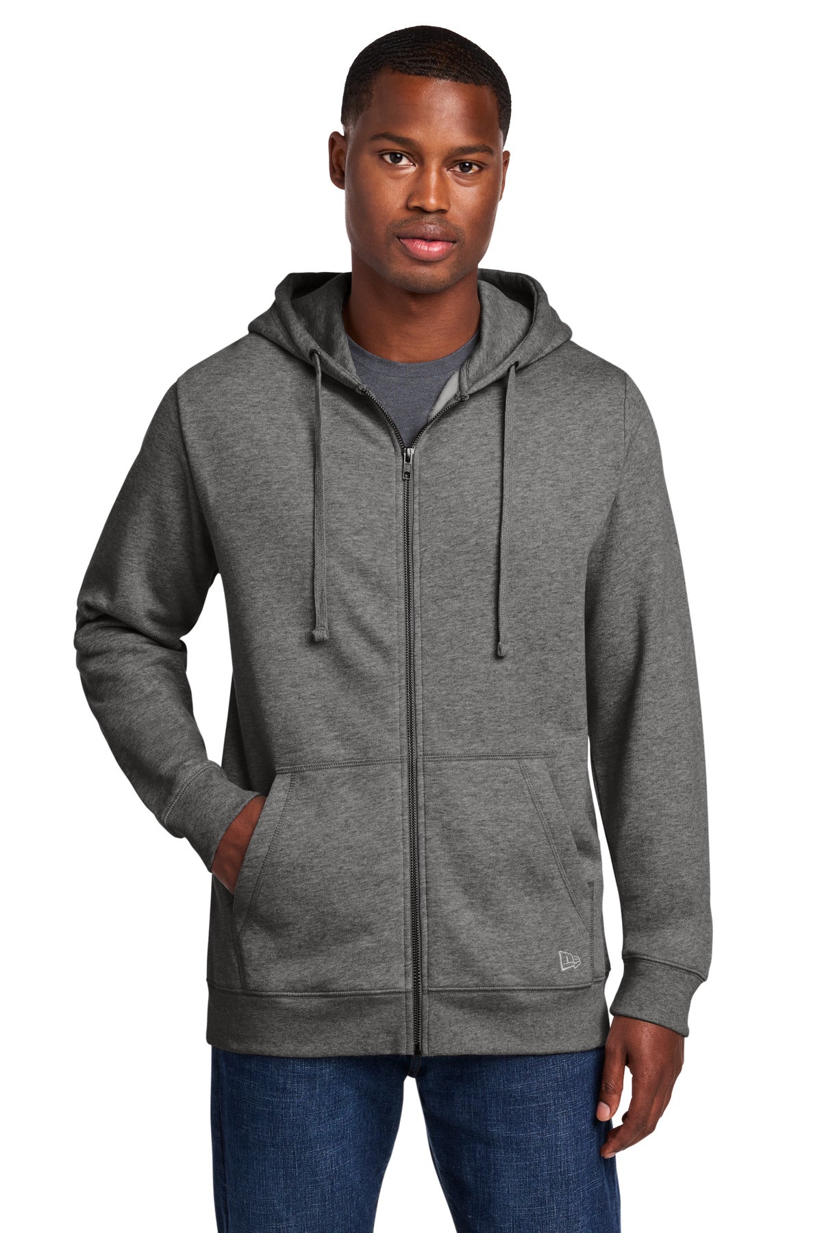 Custom Dark Heather Grey Comeback Fleece Full-Zip Hoodie NEA551, personalized by SanCanDo Swag in Argyle, TX