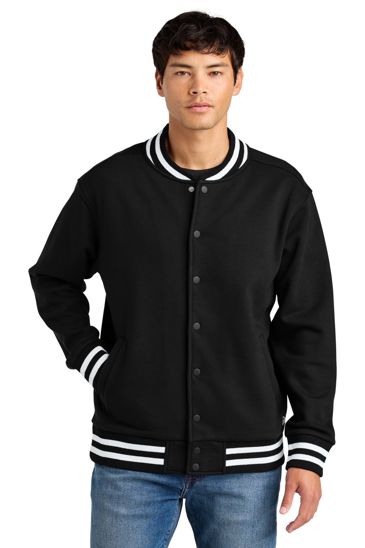 Custom Black Varsity Heavyweight Fleece Jacket NEA560, personalized by SanCanDo Swag in Argyle, TX