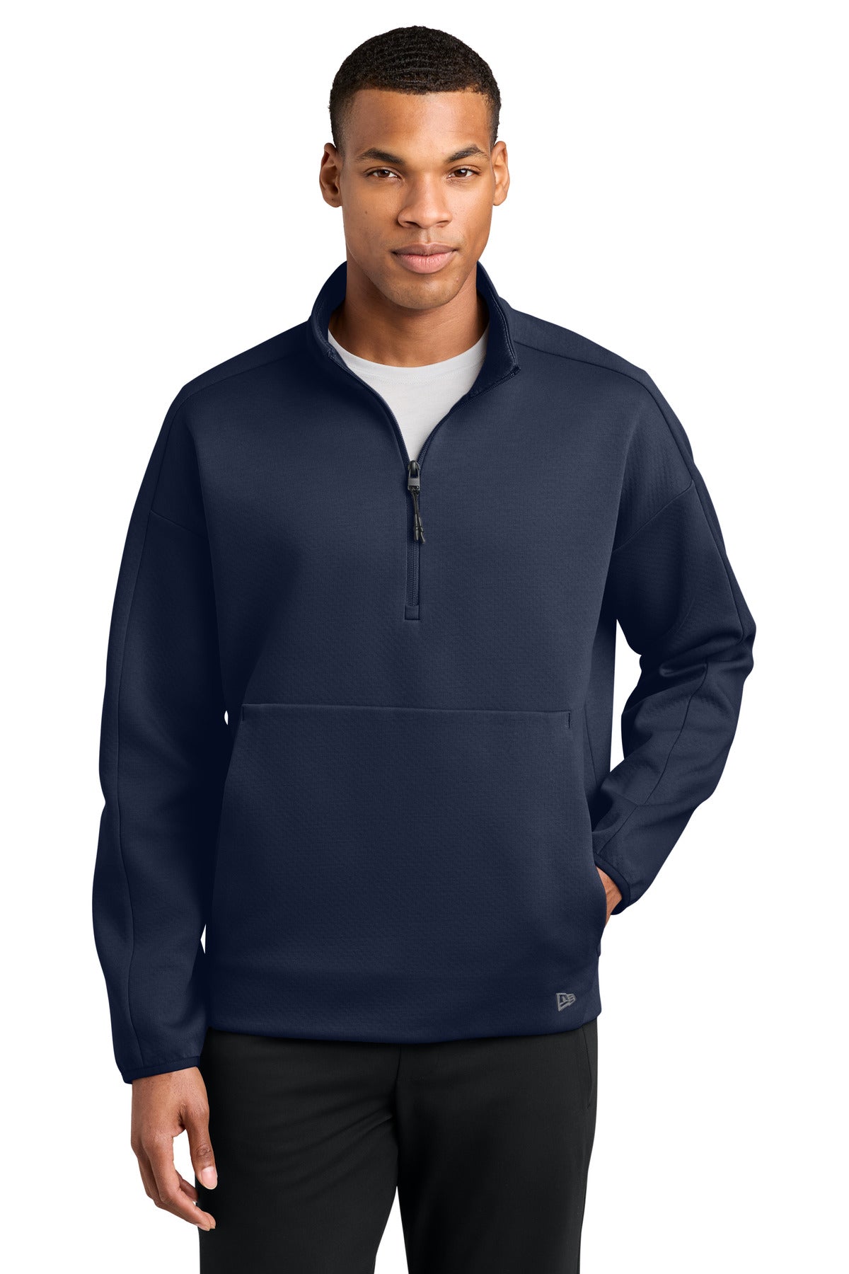 Custom True Navy Double Back 1/4-Zip NEA567, personalized by SanCanDo Swag in Argyle, TX