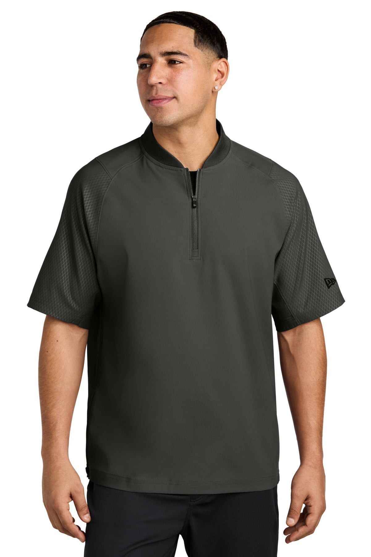 Custom Black Cage Short Sleeve 1/4-Zip Jacket NEA600, personalized by SanCanDo Swag in Argyle, TX