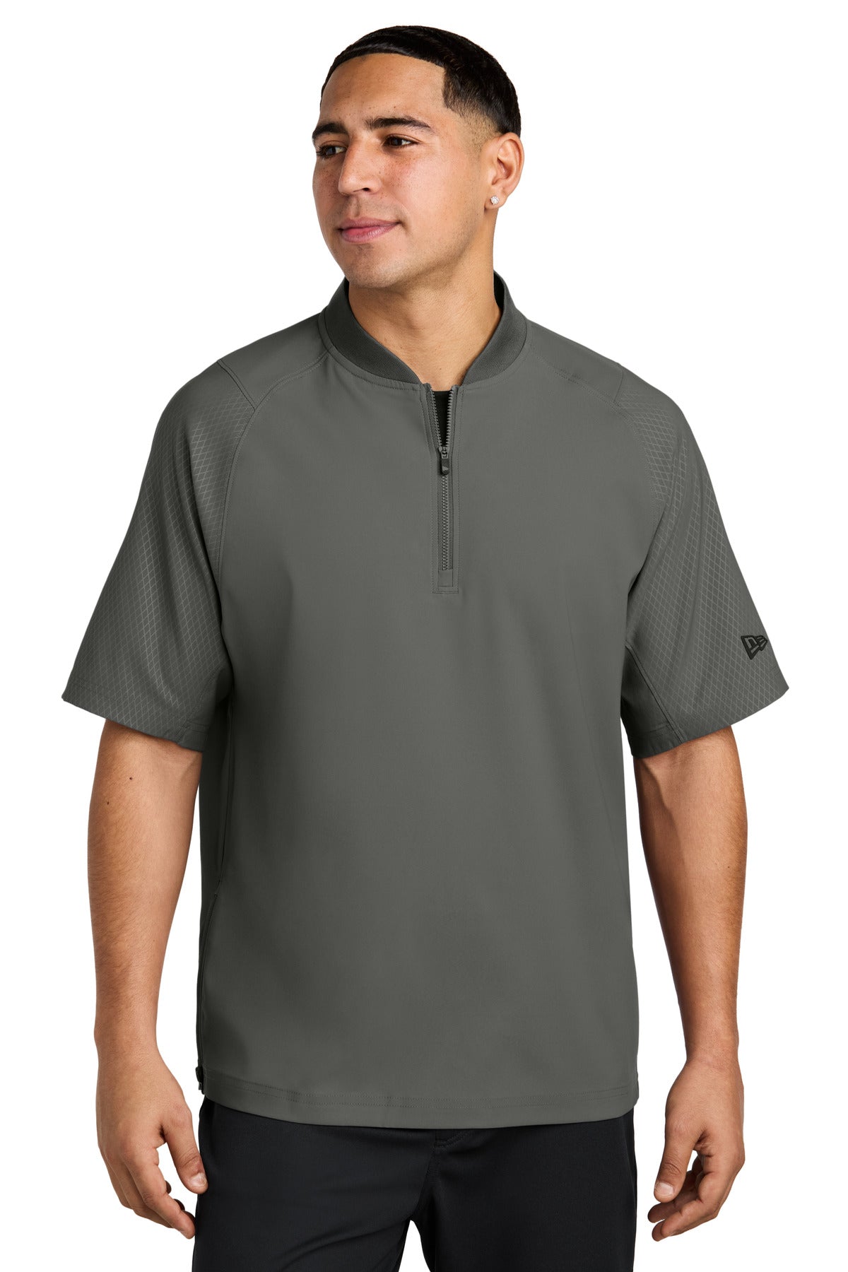 Custom Graphite Cage Short Sleeve 1/4-Zip Jacket NEA600, personalized by SanCanDo Swag in Argyle, TX