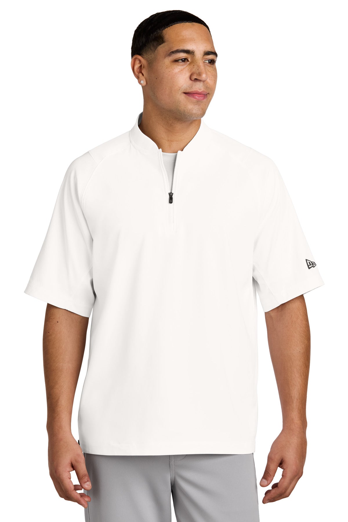 Custom White Cage Short Sleeve 1/4-Zip Jacket NEA600, personalized by SanCanDo Swag in Argyle, TX