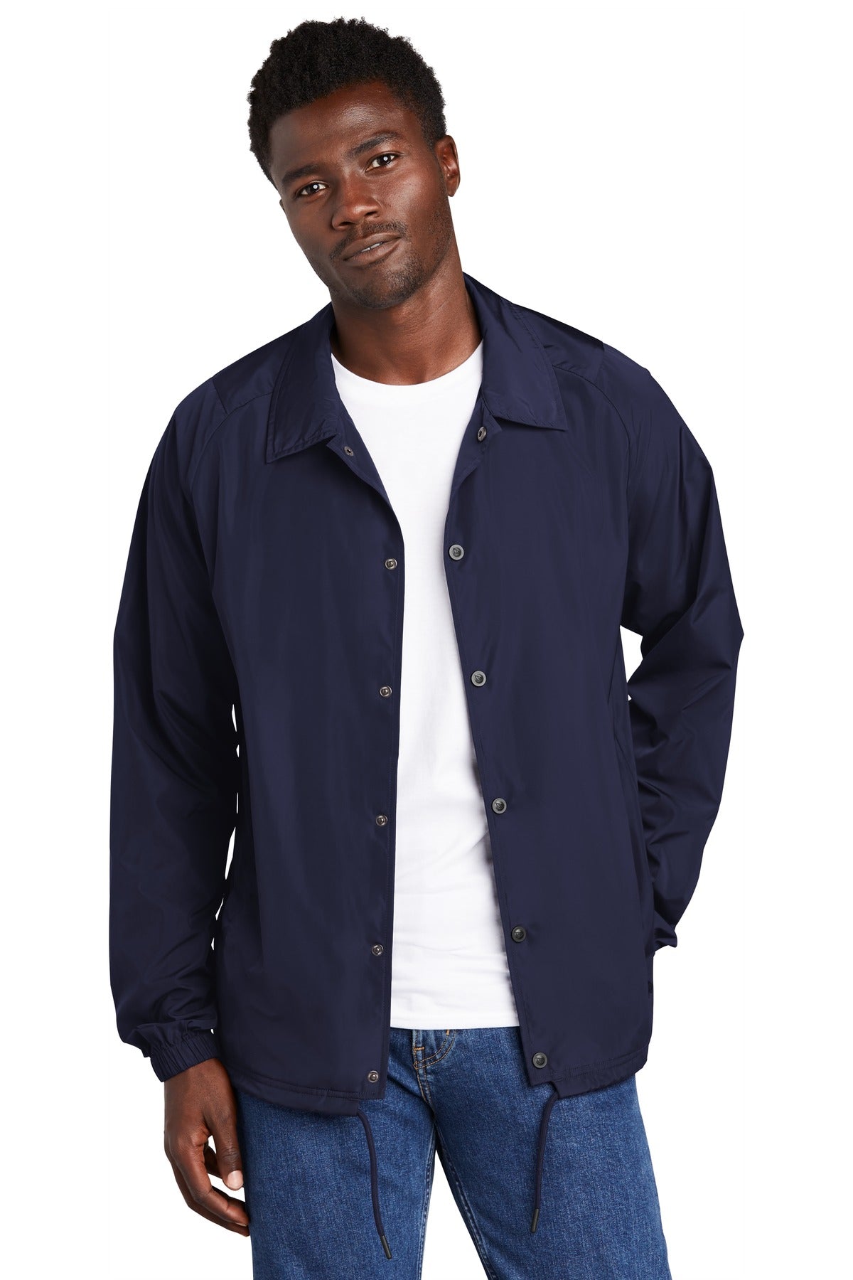 Custom True Navy Coaches Jacket NEA601, personalized by SanCanDo Swag in Argyle, TX