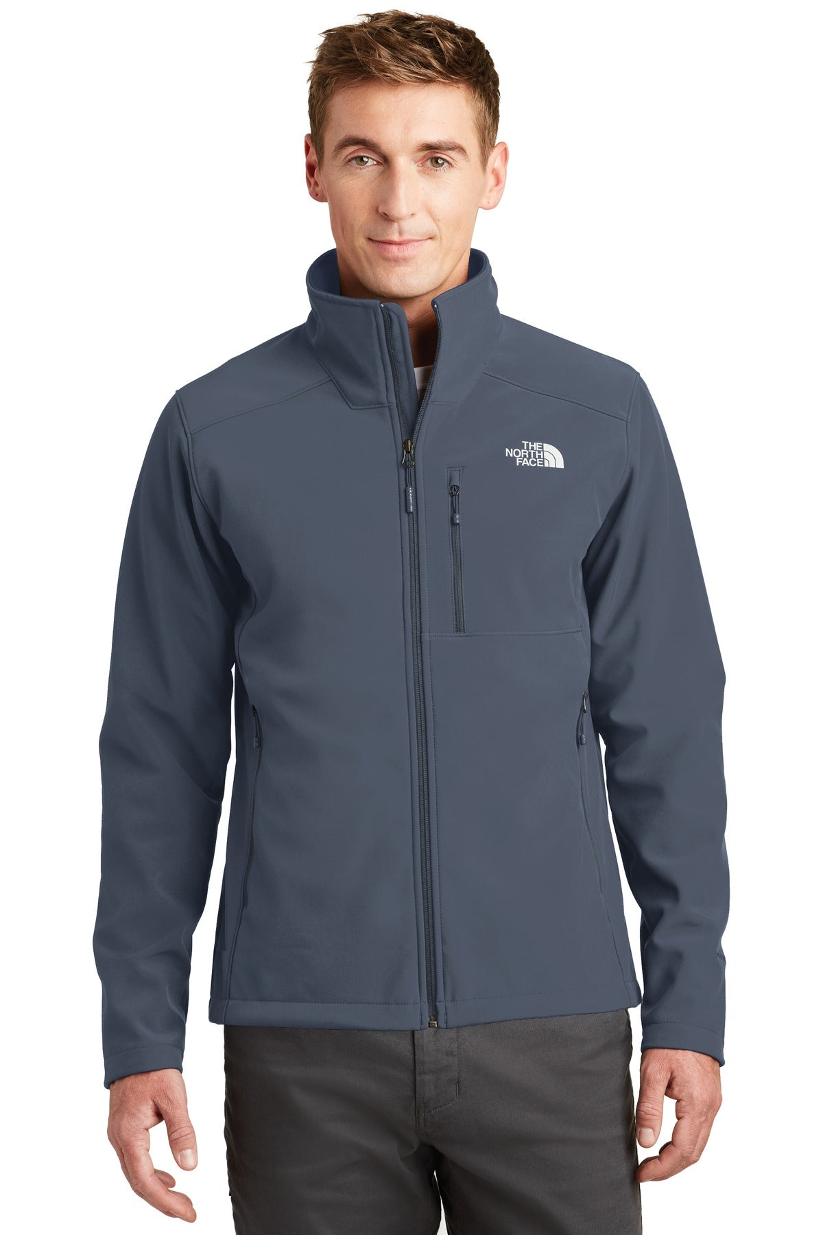 Custom Urban Navy Apex Barrier Soft Shell Jacket NF0A3LGT, personalized by SanCanDo Swag in Argyle, TX