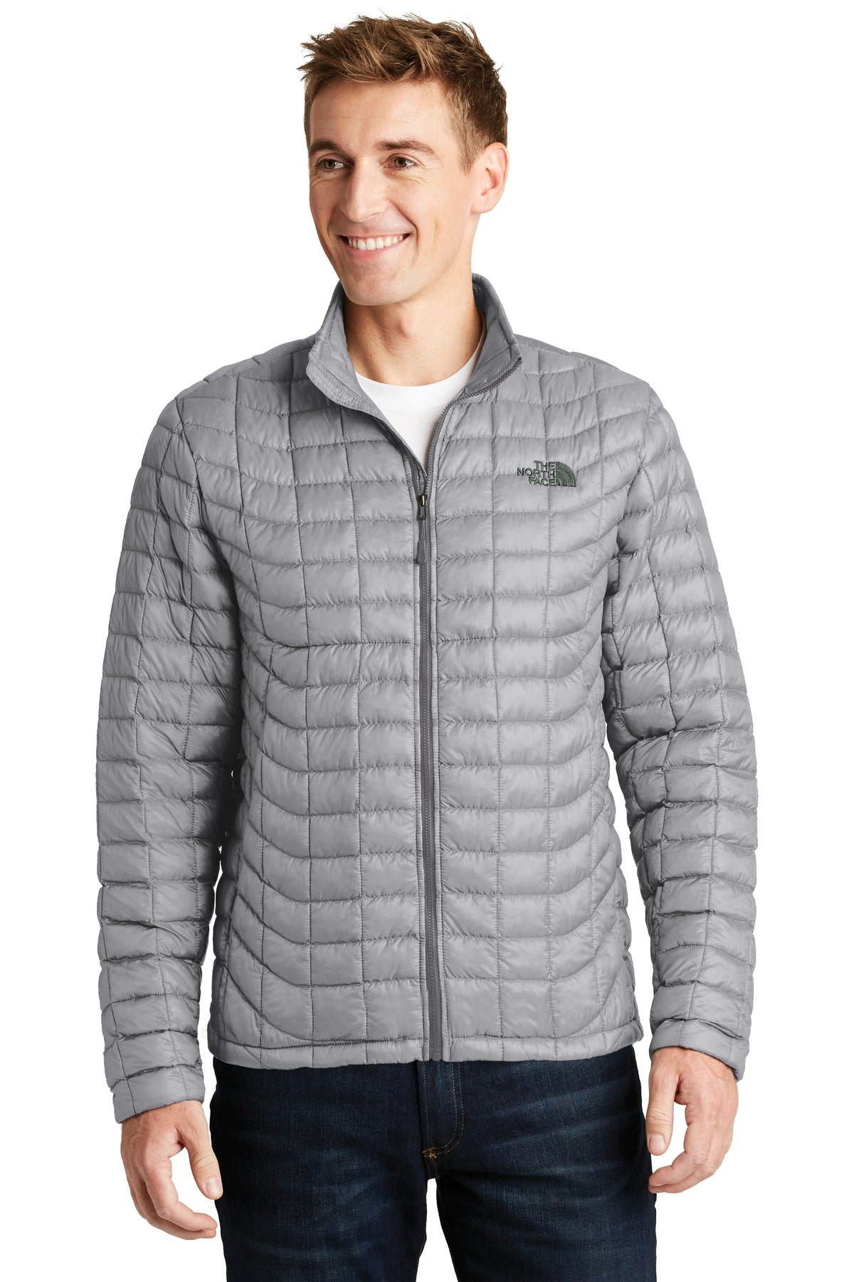 Custom Mid Grey ThermoBall Trekker Jacket NF0A3LH2, personalized by SanCanDo Swag in Argyle, TX