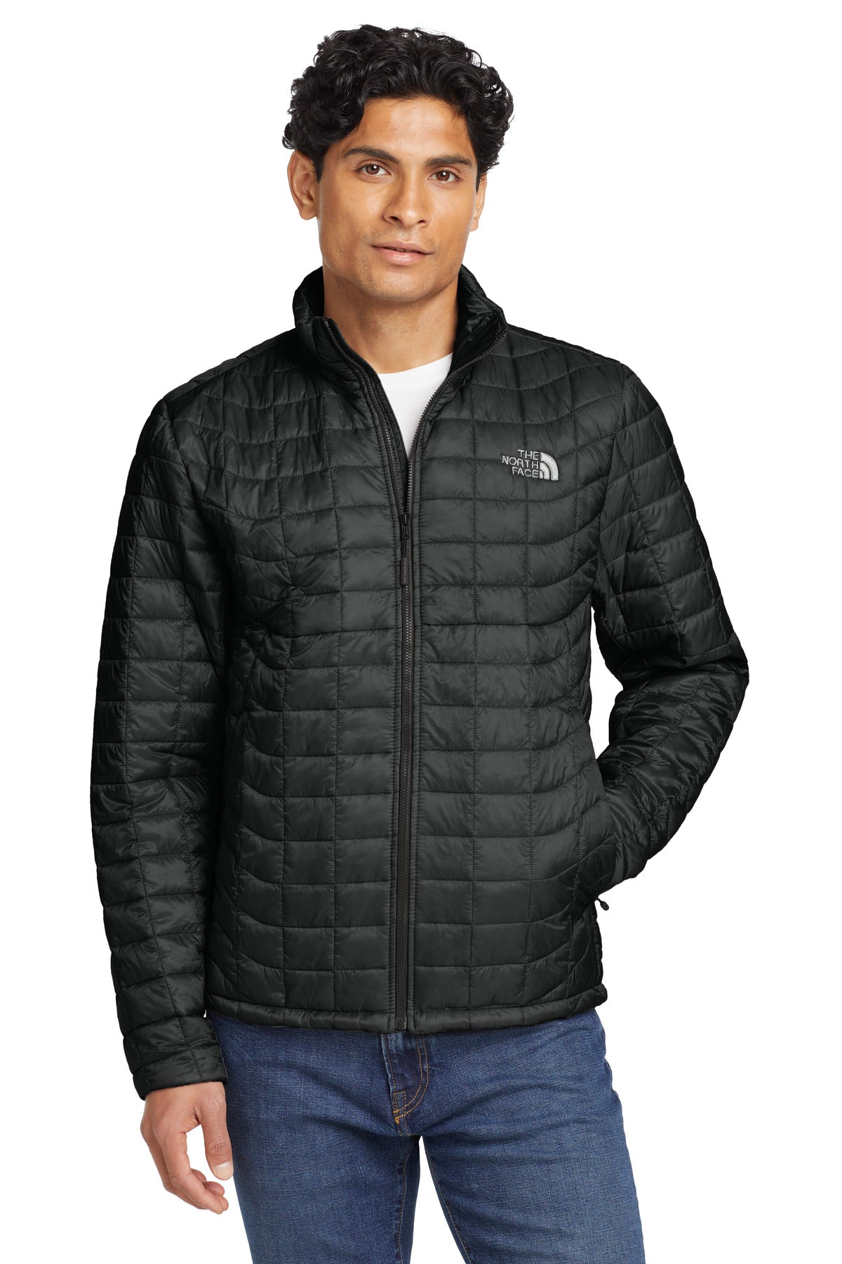 Custom TNF Matte Black ThermoBall Trekker Jacket NF0A3LH2, personalized by SanCanDo Swag in Argyle, TX