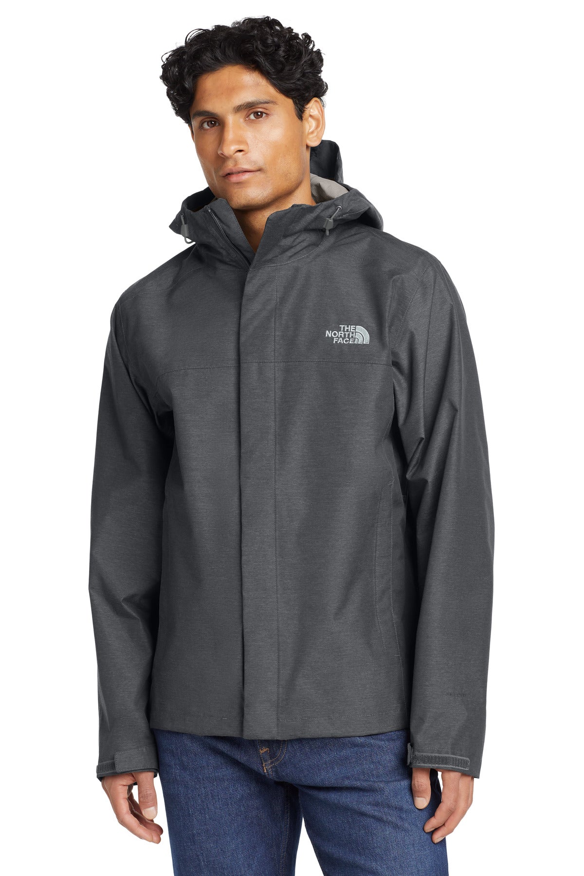 Custom TNF Dark Grey Heather DryVent Rain Jacket NF0A3LH4, personalized by SanCanDo Swag in Argyle, TX
