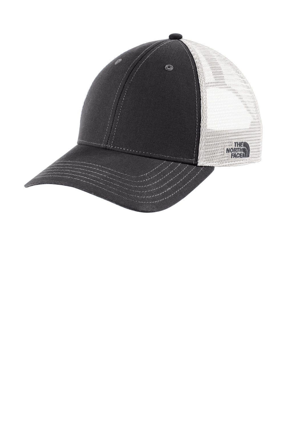 Custom Asphalt Grey/ TNF White Ultimate Trucker Cap NF0A4VUA, personalized by SanCanDo Swag in Argyle, TX