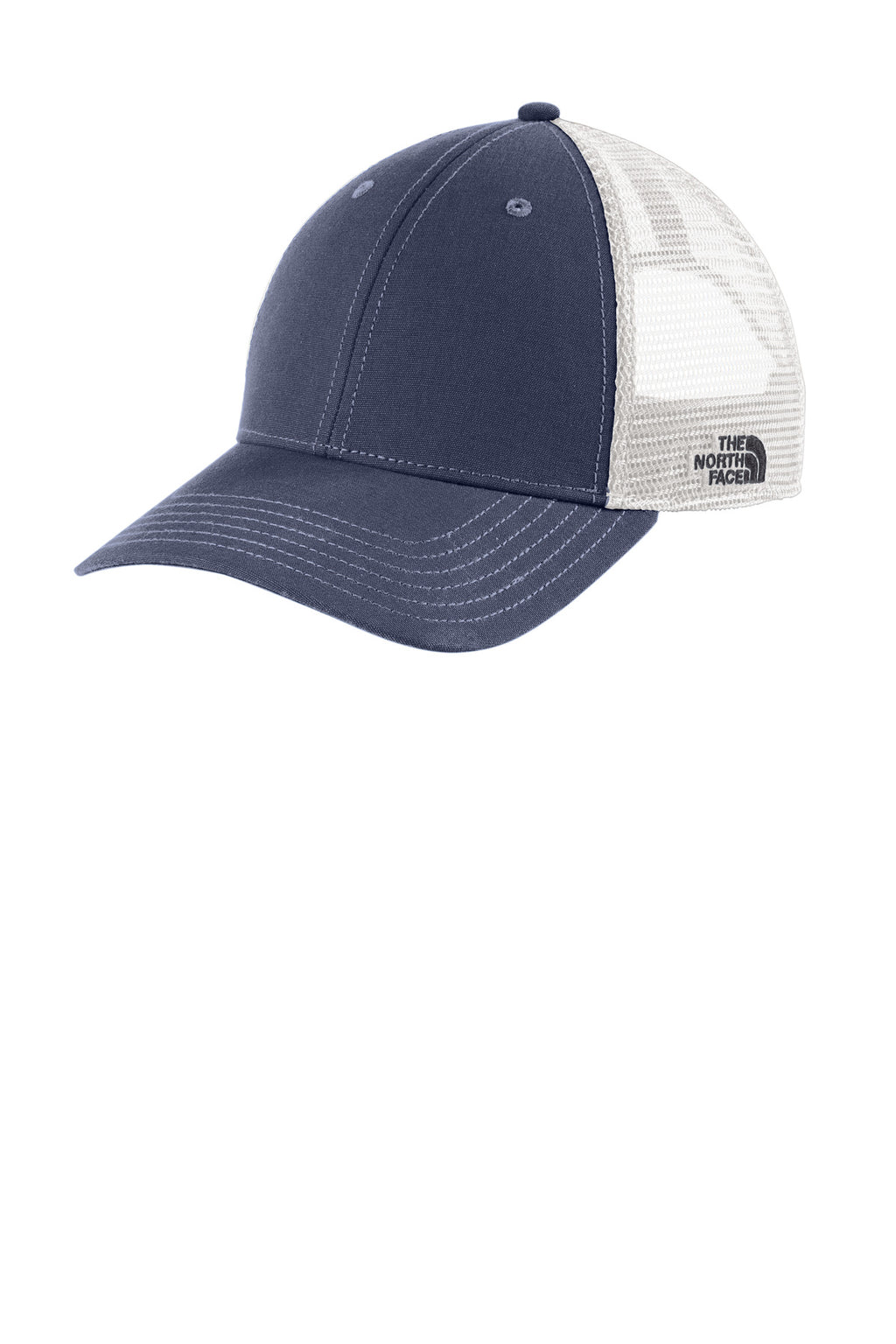 Custom Urban Navy/ TNF White Ultimate Trucker Cap NF0A4VUA, personalized by SanCanDo Swag in Argyle, TX