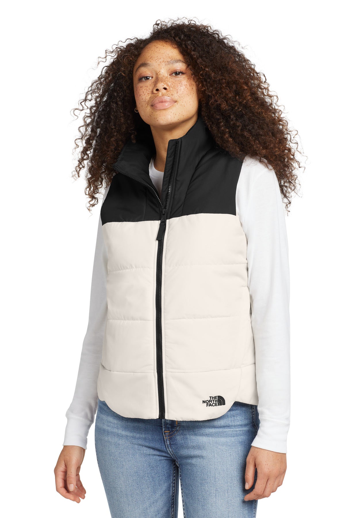 Custom Vintage White Women's Everyday Insulated Vest NF0A529Q, personalized by SanCanDo Swag in Argyle, TX