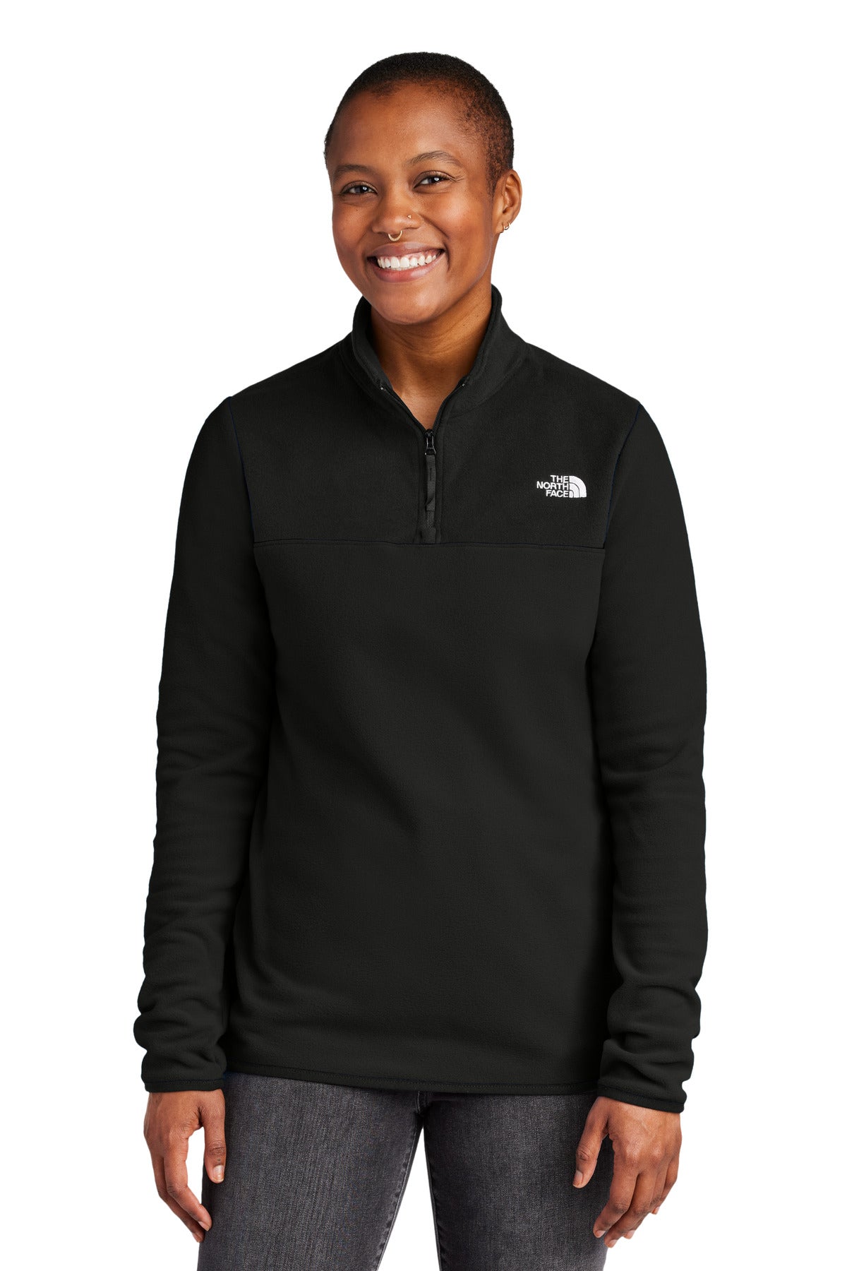 Custom TNF Black Women's Glacier 1/4-Zip Fleece NF0A7V4M, personalized by SanCanDo Swag in Argyle, TX