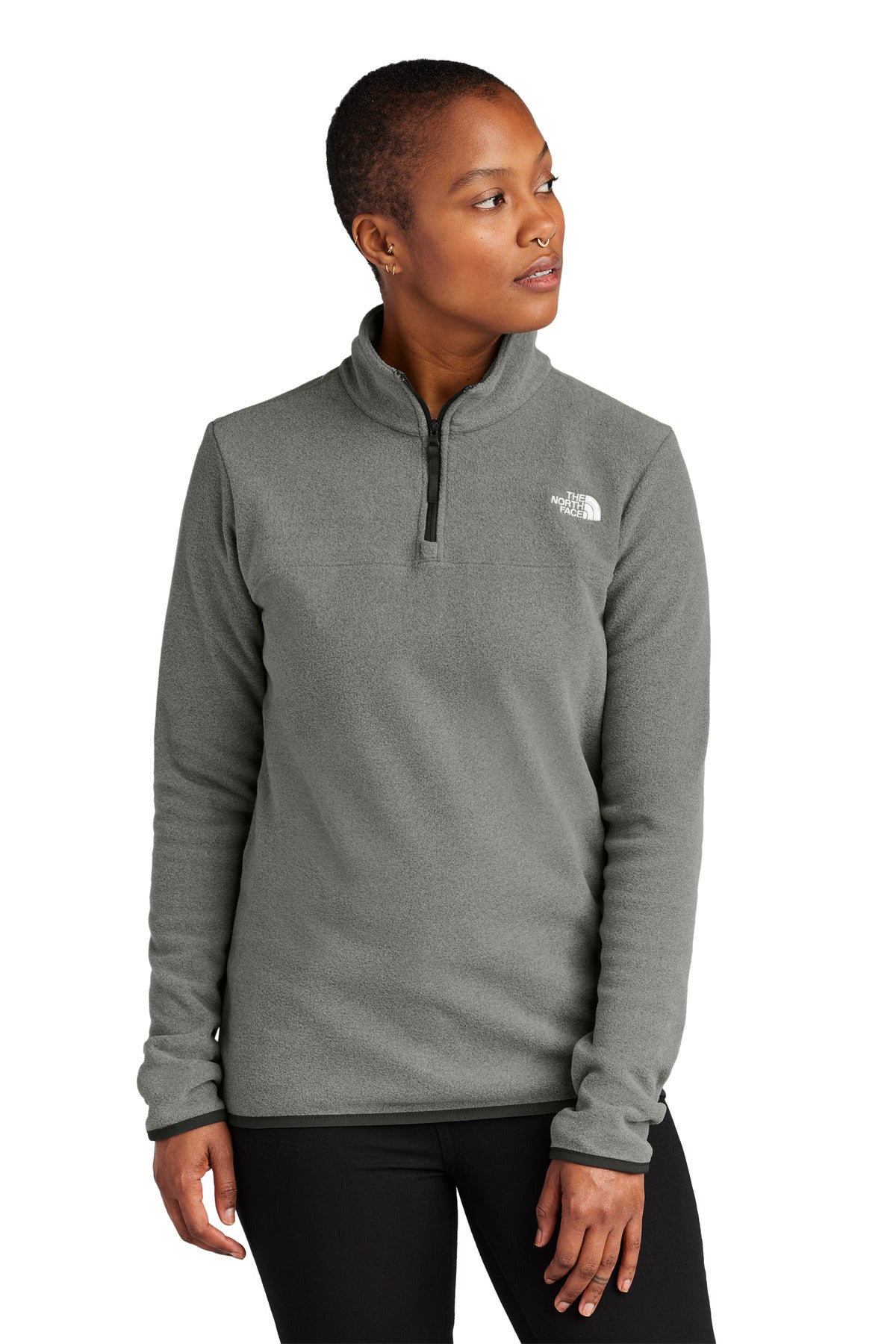 Custom TNF Medium Grey Heather Women's Glacier 1/4-Zip Fleece NF0A7V4M, personalized by SanCanDo Swag in Argyle, TX