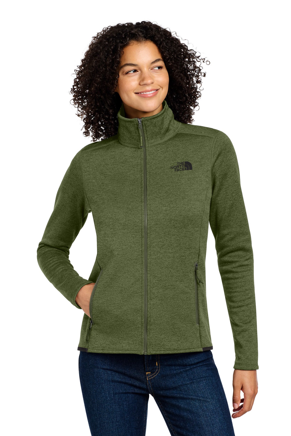 Custom Four Leaf Clover Heather Women's Skyline Full-Zip Fleece Jacket NF0A7V62, personalized by SanCanDo Swag in Argyle, TX
