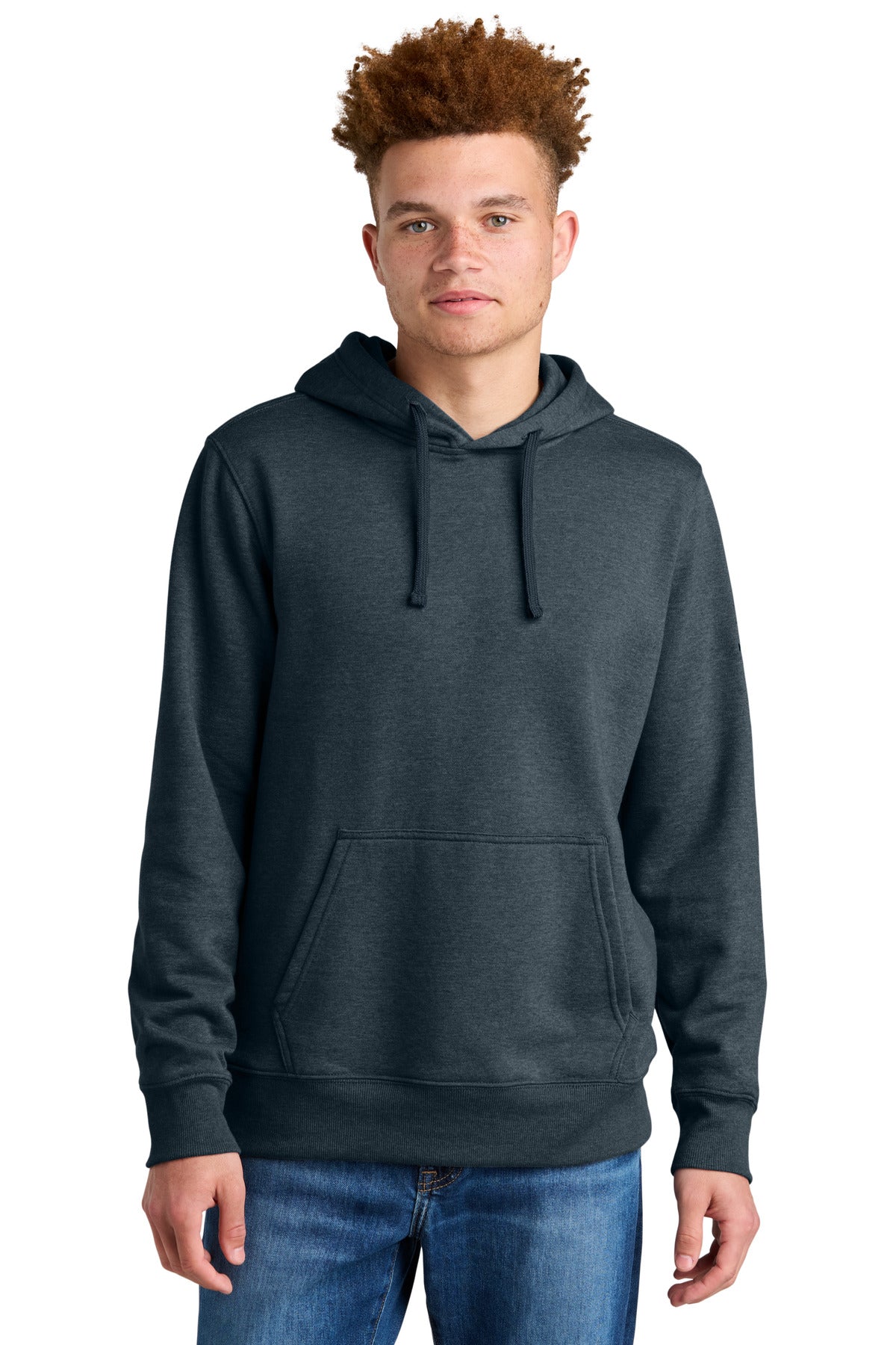 Custom Urban Navy Heather Sleeve Logo Pullover Hoodie NF0A8AU0, personalized by SanCanDo Swag in Argyle, TX