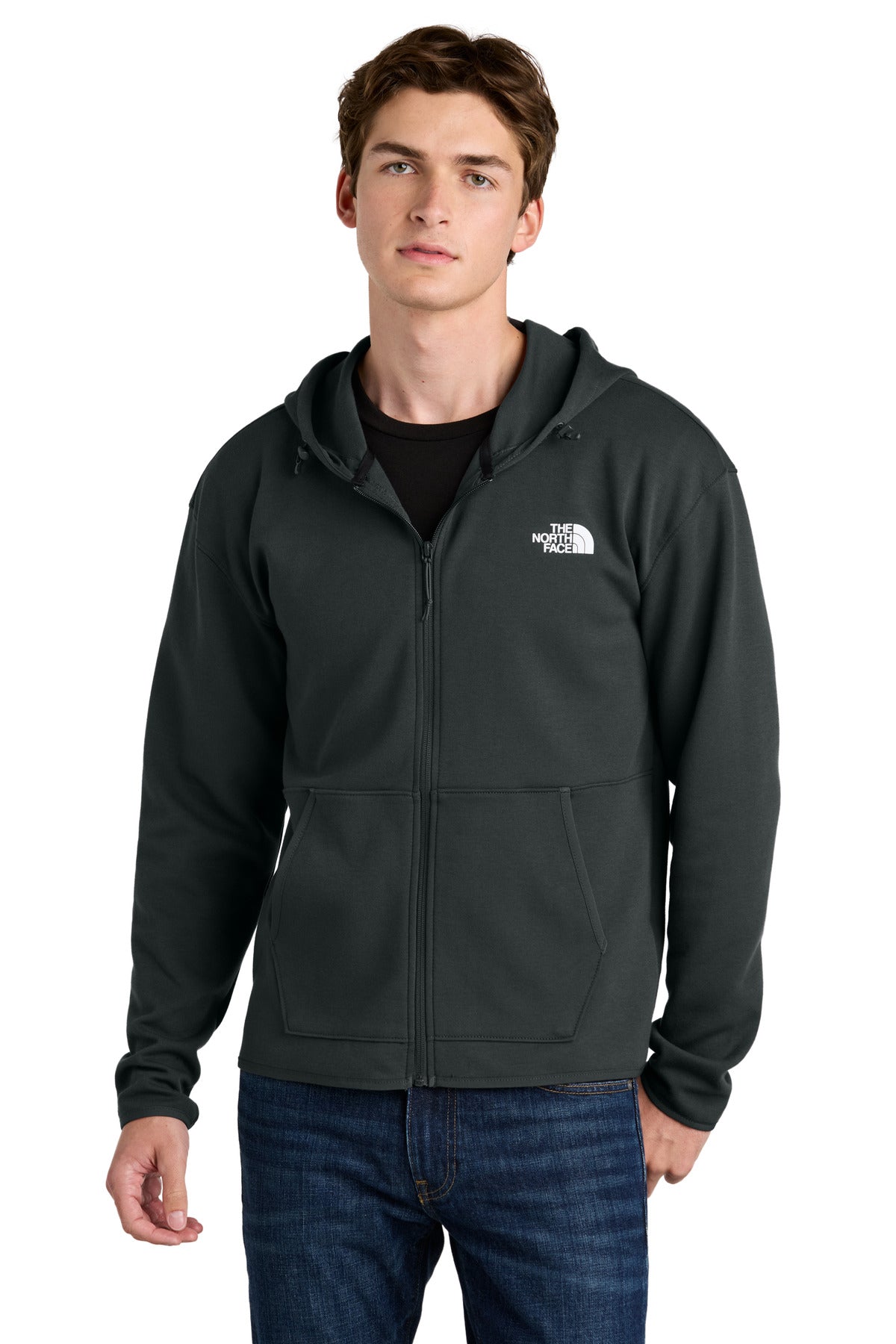 Custom Asphalt Grey Double-Knit Full-Zip Hoodie NF0A8BUS, personalized by SanCanDo Swag in Argyle, TX