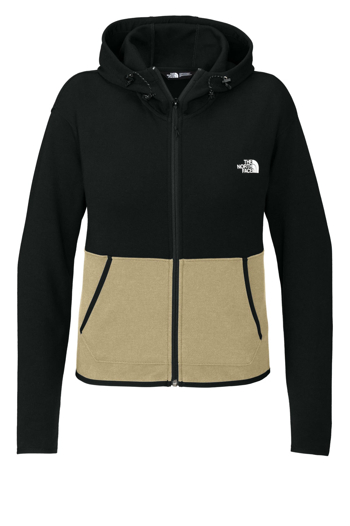 Custom Khaki Stone/ TNF Black Women's Double-Knit Full-Zip Hoodie NF0A8BUT, personalized by SanCanDo Swag in Argyle, TX