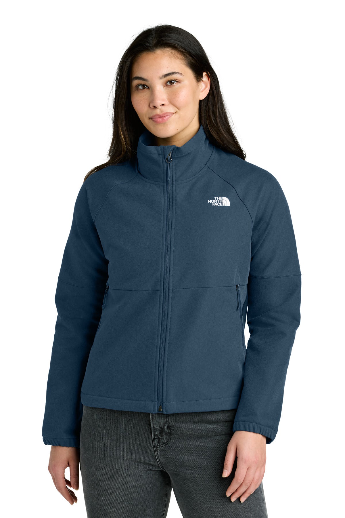 Custom Shady Blue Dark Heather Women's Barr Lake Soft Shell Jacket NF0A8C5C, personalized by SanCanDo Swag in Argyle, TX