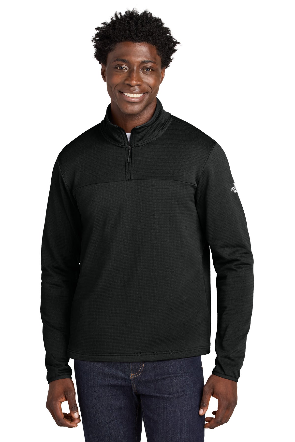 Custom TNF Black Aim 1/4-Zip Fleece NF0A8ENJ, personalized by SanCanDo Swag in Argyle, TX