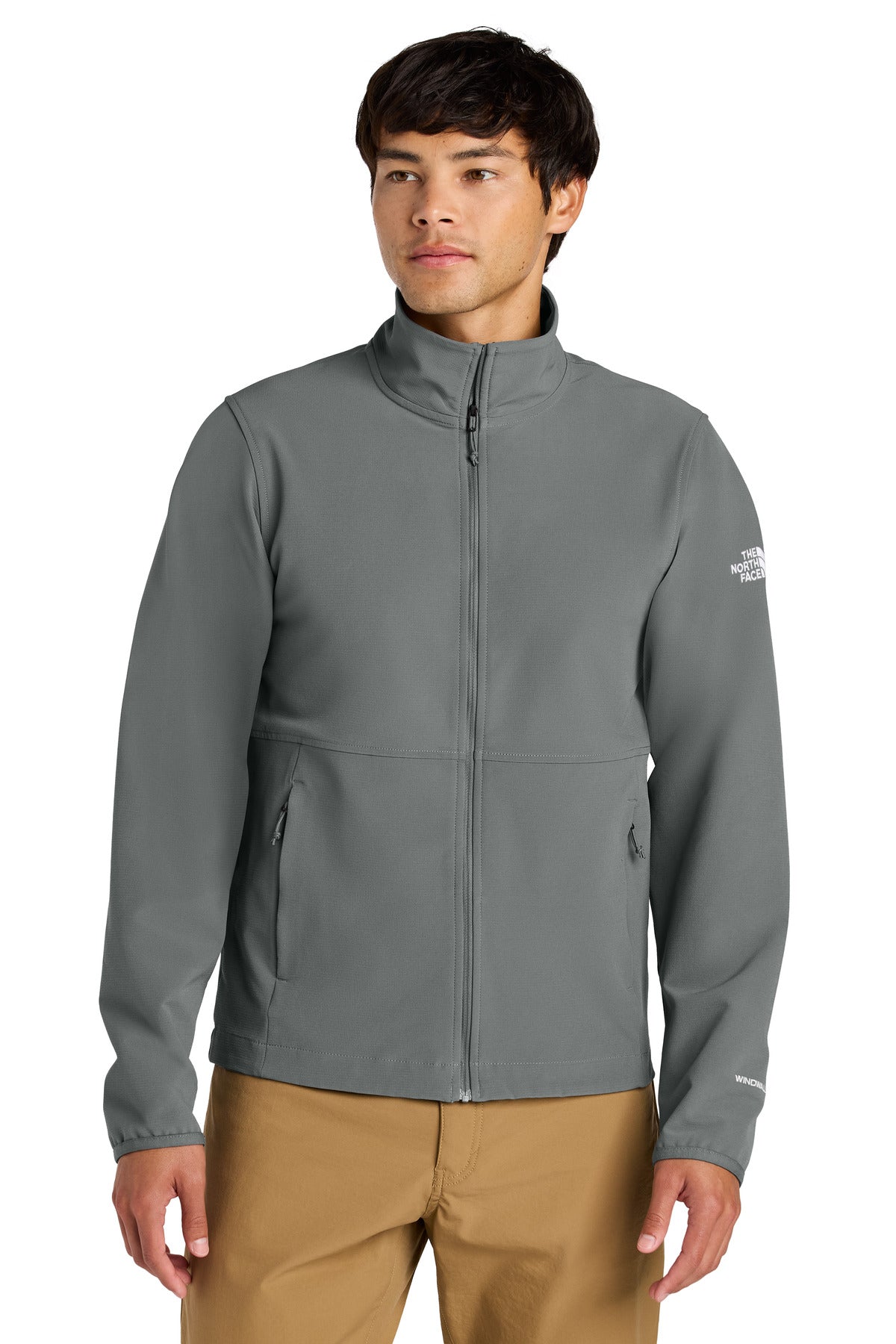 Custom Smoked Pearl Grey Edge Stretch Soft Shell Jacket NF0A8ENN, personalized by SanCanDo Swag in Argyle, TX