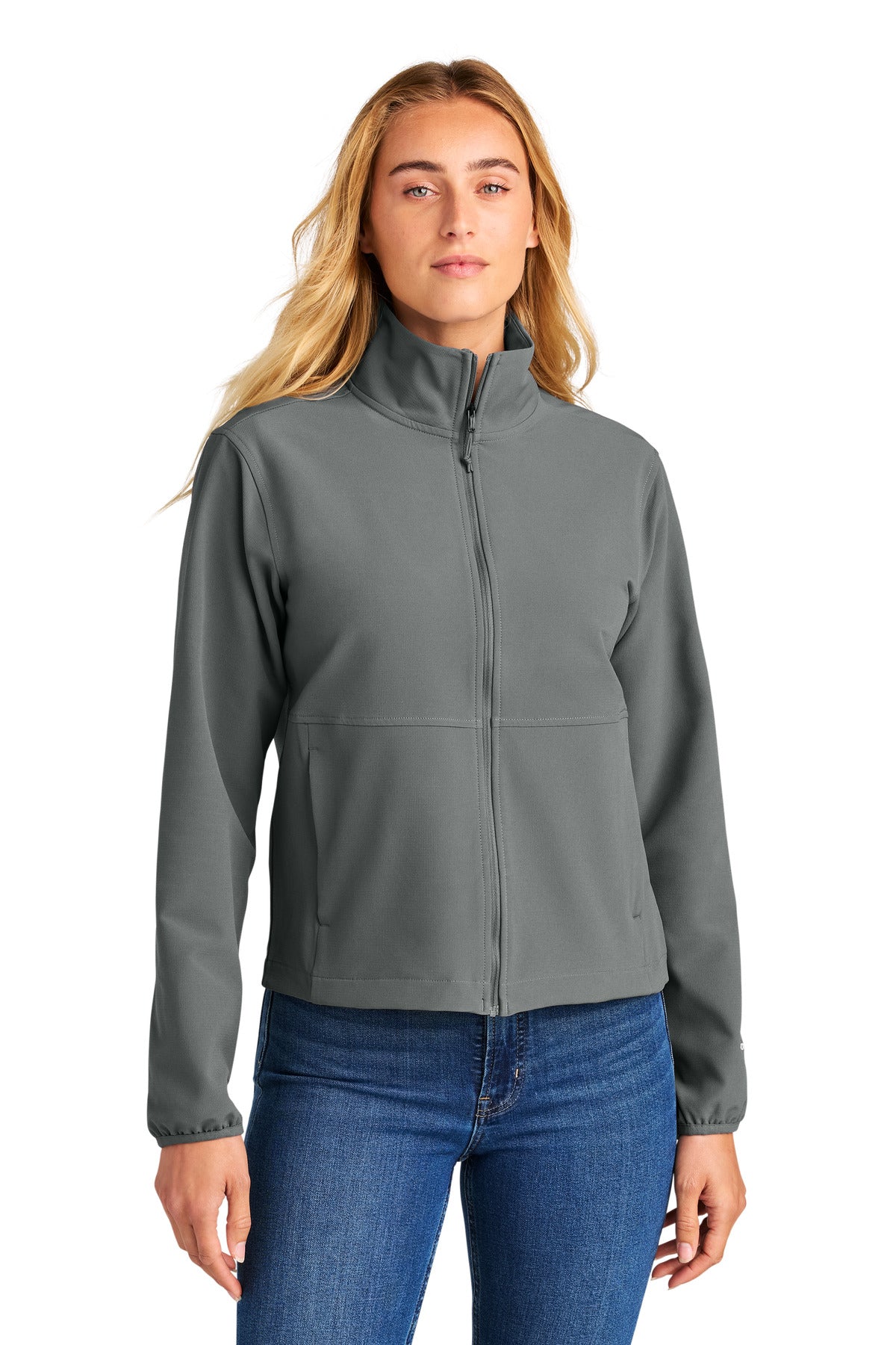 Custom Smoked Pearl Grey Women's Edge Stretch Soft Shell Jacket NF0A8ENP, personalized by SanCanDo Swag in Argyle, TX