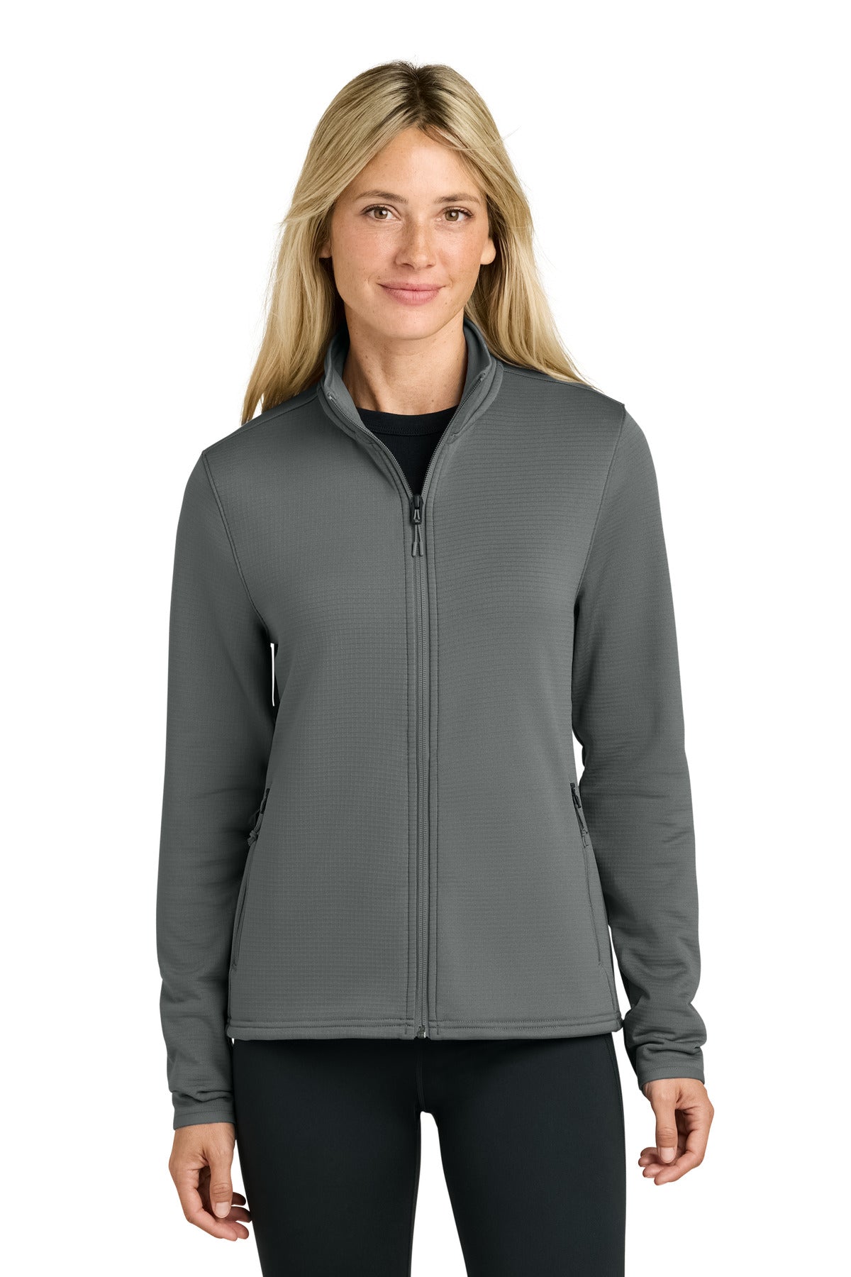 Custom Smoked Pearl Grey Women's Aim Full-Zip Fleece Jacket NF0A8FQJ, personalized by SanCanDo Swag in Argyle, TX