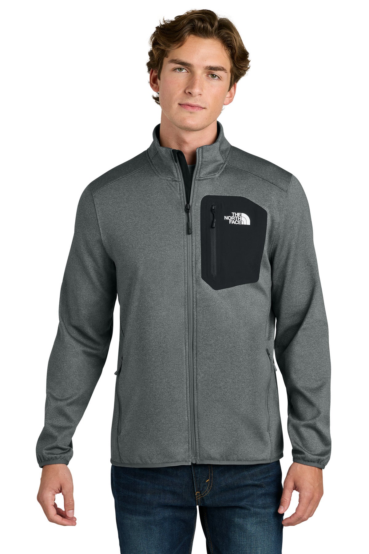 Custom TNF Medium Grey Heather Dove Creek Full-Zip Fleece Jacket NF0A8FQN, personalized by SanCanDo Swag in Argyle, TX