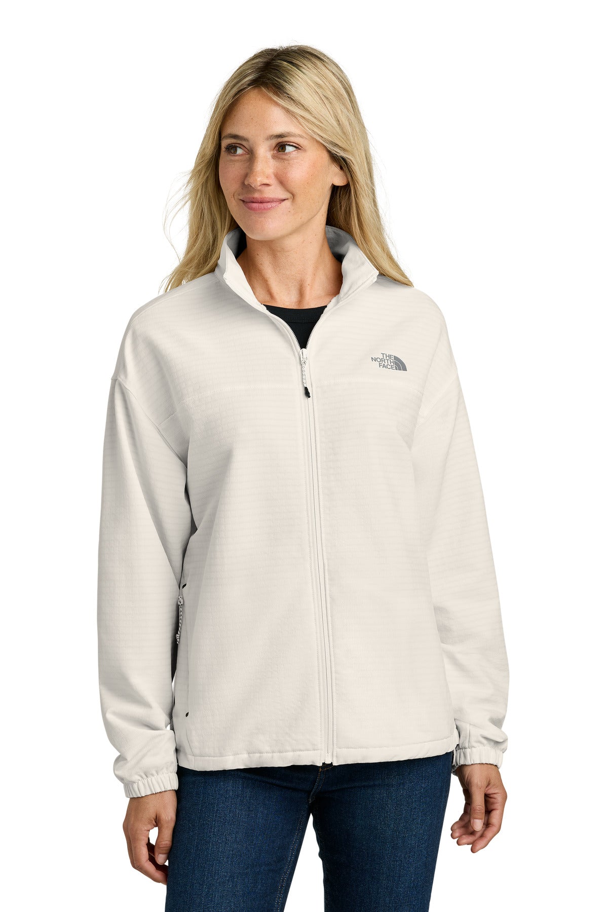 Custom White Dune Women's Mountain Horizon Jacket NF0A8GE3, personalized by SanCanDo Swag in Argyle, TX