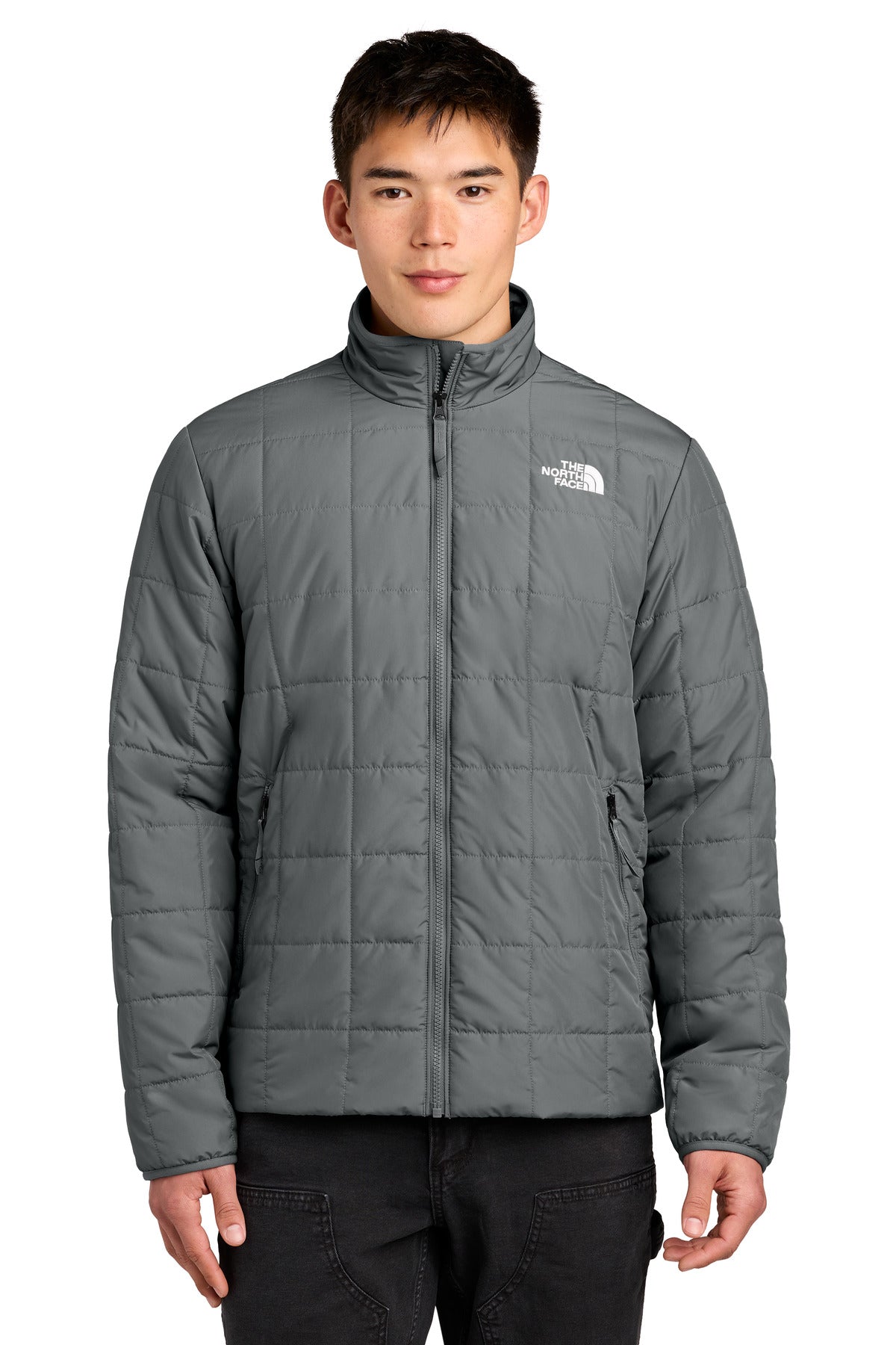 Custom Smoked Pearl Grey Iron Drift Quilted Jacket NF0A8JEV, personalized by SanCanDo Swag in Argyle, TX