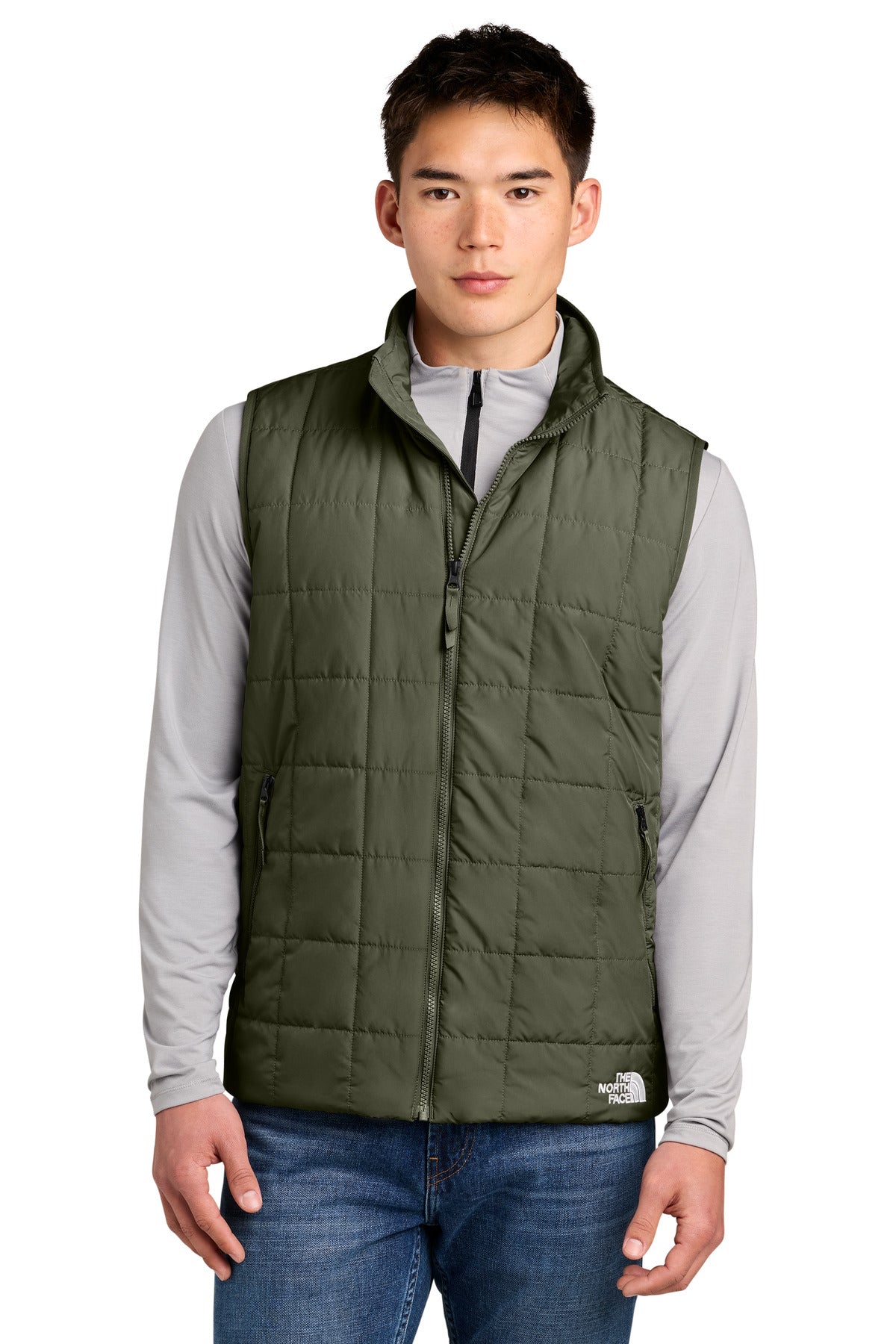 Custom New Taupe Green Iron Drift Quilted Vest NF0A8JEW, personalized by SanCanDo Swag in Argyle, TX