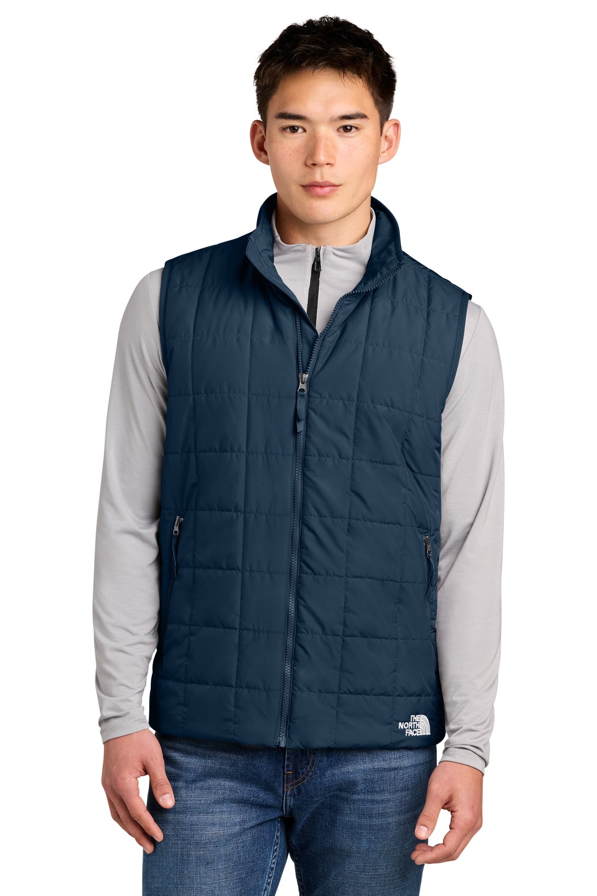 Custom Summit Navy Iron Drift Quilted Vest NF0A8JEW, personalized by SanCanDo Swag in Argyle, TX